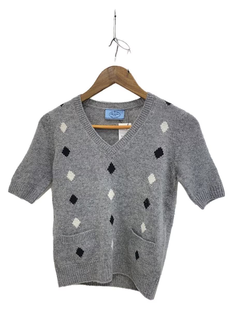 Prada Diamond Argyle Cashmere Short Sleeve Knit Sweater Size XS / US 0-2 / IT 36-38 - 1 Thumbnail