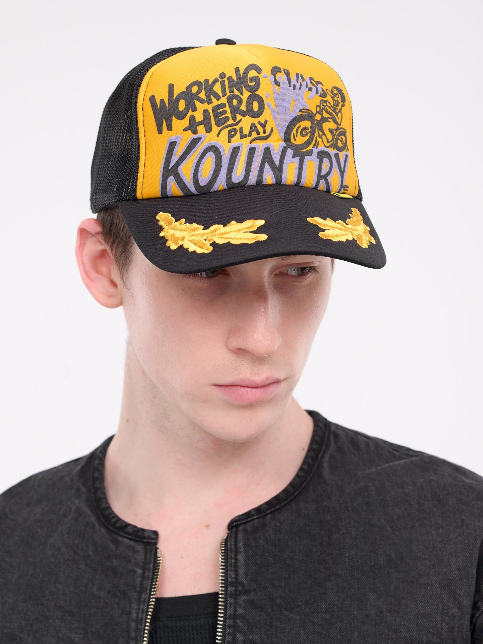 Kapital kapital KOUNTRY racer trucker truck cap hat orange black Size ONE SIZE - 5 Thumbnail