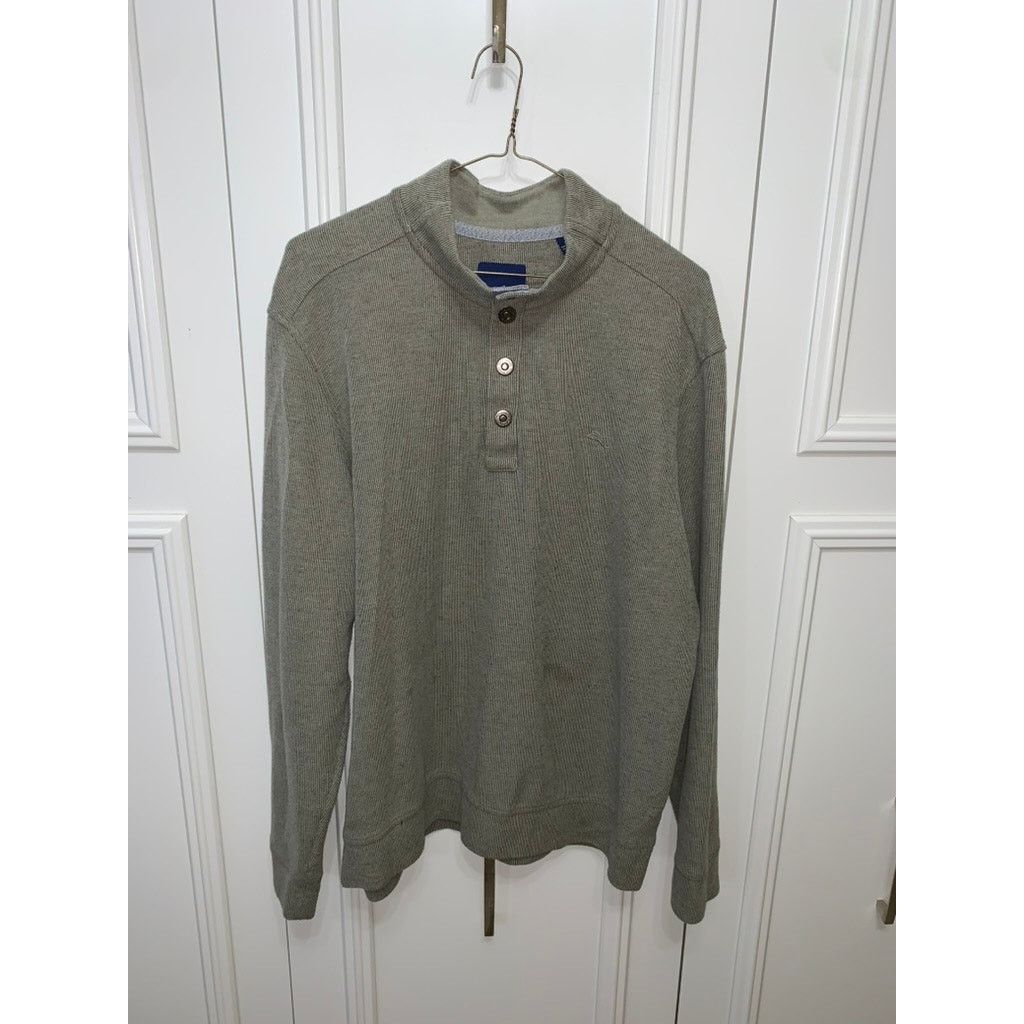 Tommy Bahama Tommy Bahama Men's XL Green Henley Mock Neck Sweater Size US XL / EU 56 / 4 - 1 Thumbnail