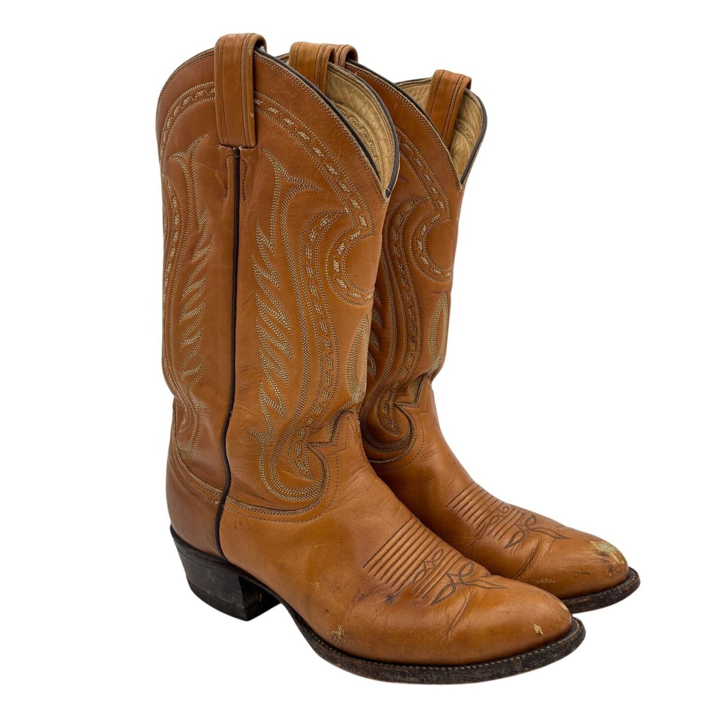 Vintage Tony Lama 6130 Stitched Leather Boots Men's