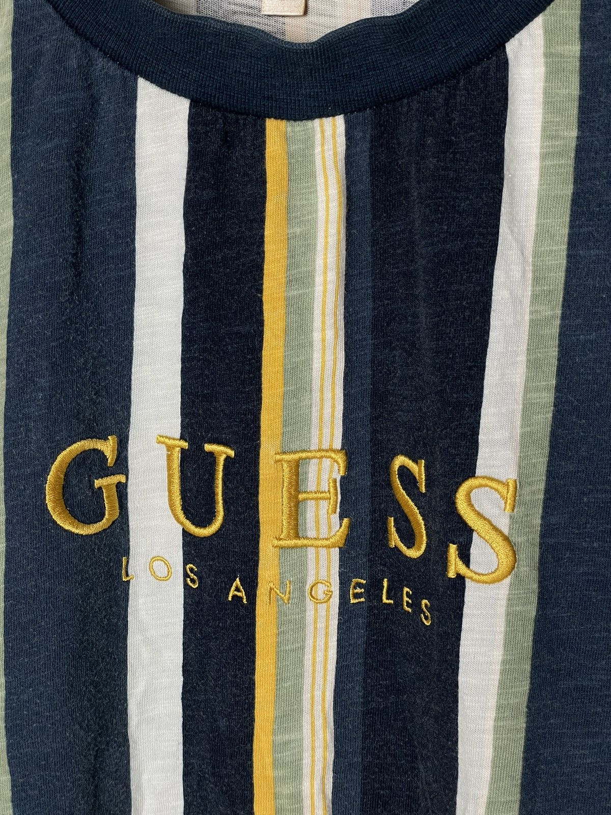 A$AP Rocky × Guess × Vintage Vintage GUESS like ASAP ROCKY Striped Spellout T Shirt Size US L / EU 52-54 / 3 - 8 Thumbnail