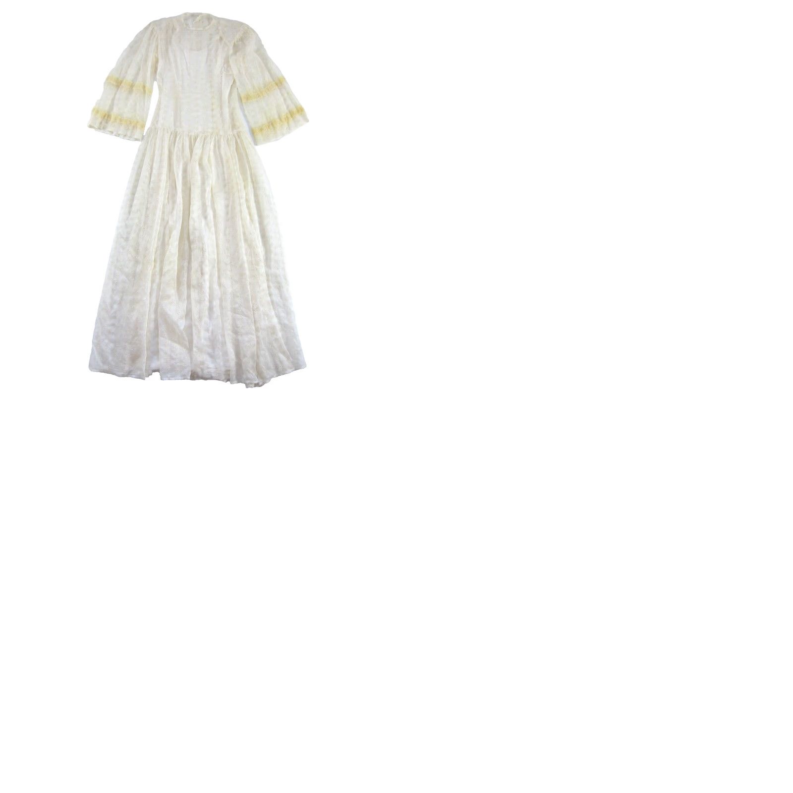 Vintage Vtg Handmade Ivory Lace Button Down Long Flare Sleeve Victorian Wedding Dress Small Size ONE SIZE - 9 Thumbnail