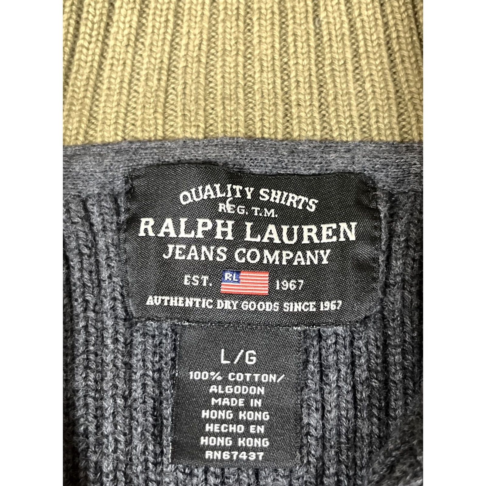 Ralph Lauren VINTAGE Ralph Lauren Jeans Co Sweater Mens L Mock Neck 1/4 Zip 2 Tone Gray Knit Pullover Size US L / EU 52-54 / 3 - 5 Thumbnail