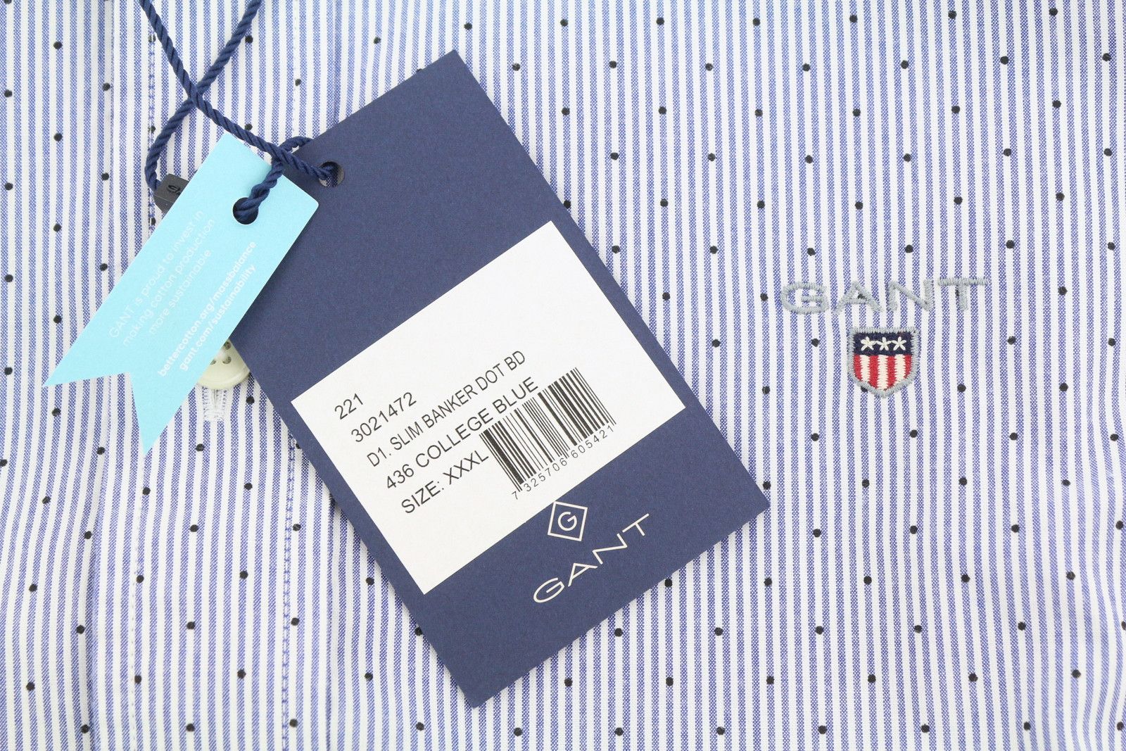 Gant SLIM BANKER BOT 3XL College Blue Button-Down Logo 87516 Size US XXL / EU 58 / 5 - 9 Thumbnail