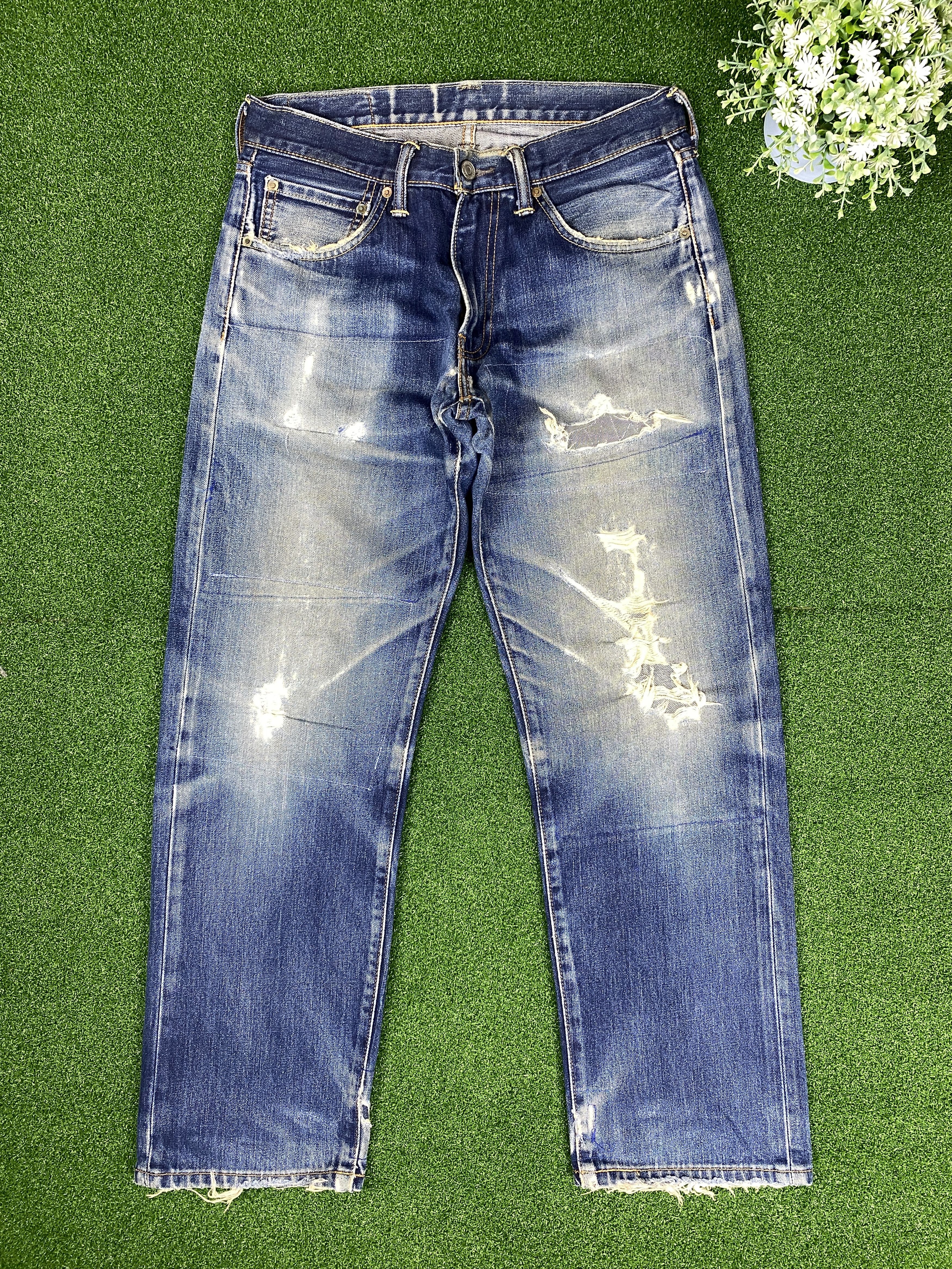 image of Levis x Vintage Levi's 503 Distressed Faded Blue Jeans in Blue Denim, Men's (Size 32)