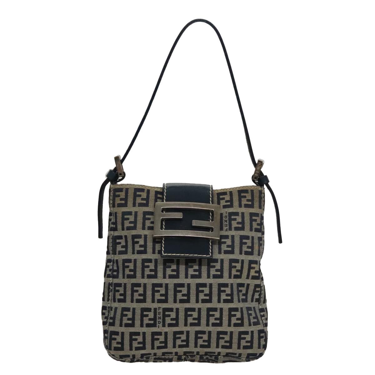 Fendi Zucchino Navy Canvas Shoulder Bag (Pre-Owned) Size ONE SIZE - 1 Thumbnail
