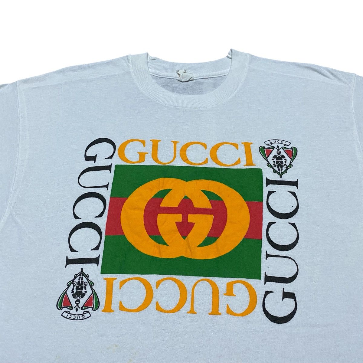 Fruit Of The Loom × Vintage Rare‼️🔥Vintage Gucci Bootleg Print Foam Big Logo T-Shirt Size US M / EU 48-50 / 2 - 3 Thumbnail