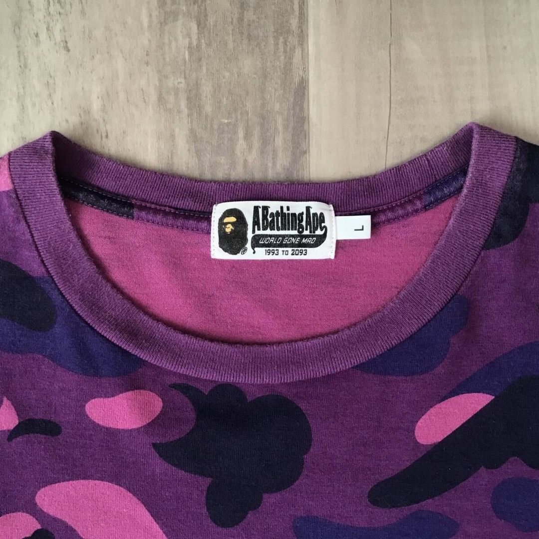 Bape Purple camo BAPE logo T-shirt a bathing ape Size US L / EU 52-54 / 3 - 6 Thumbnail