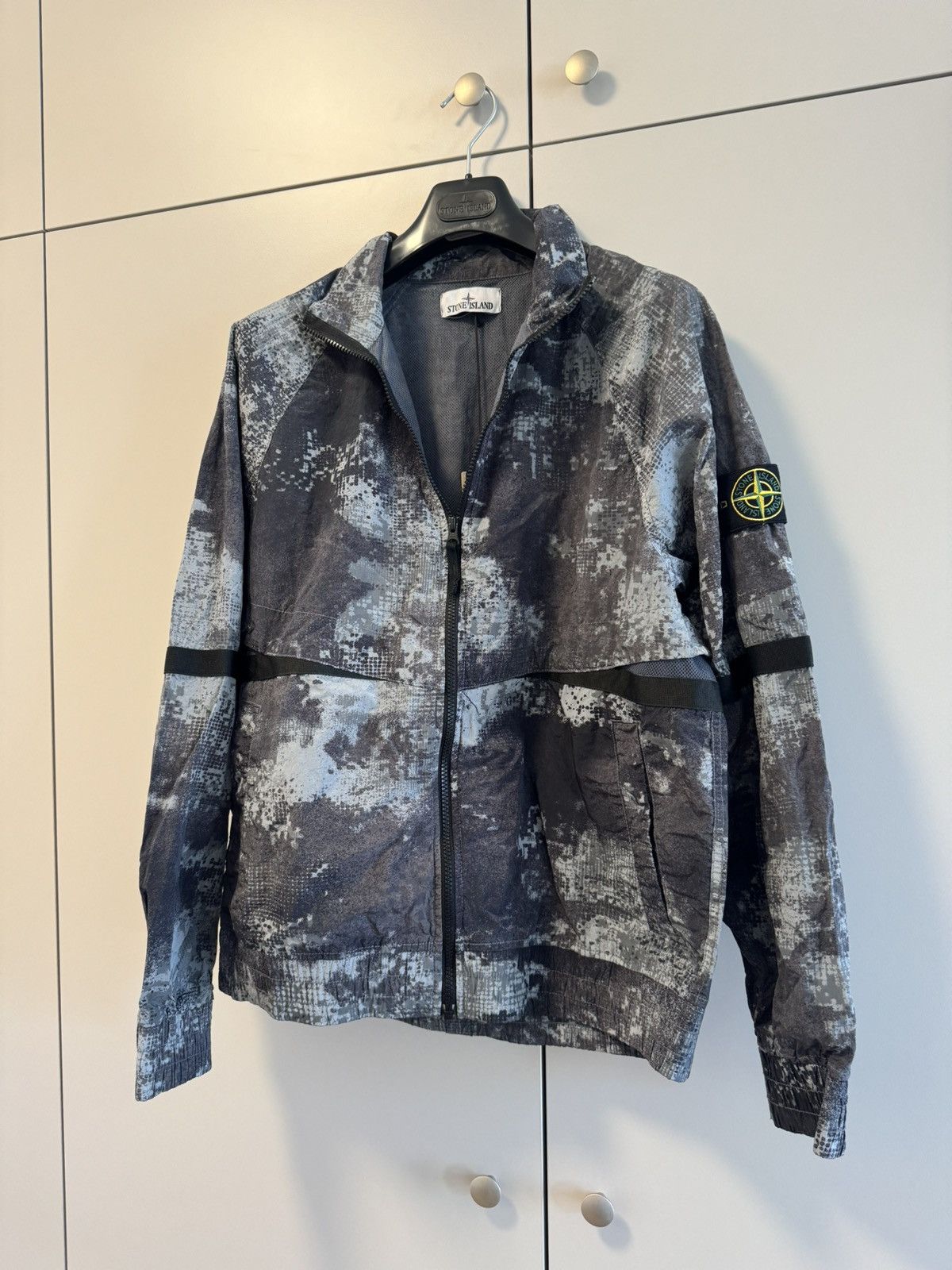 Stone Island Felpa Full Zip In Econyl Camouflage Grigio in Gray, Men's