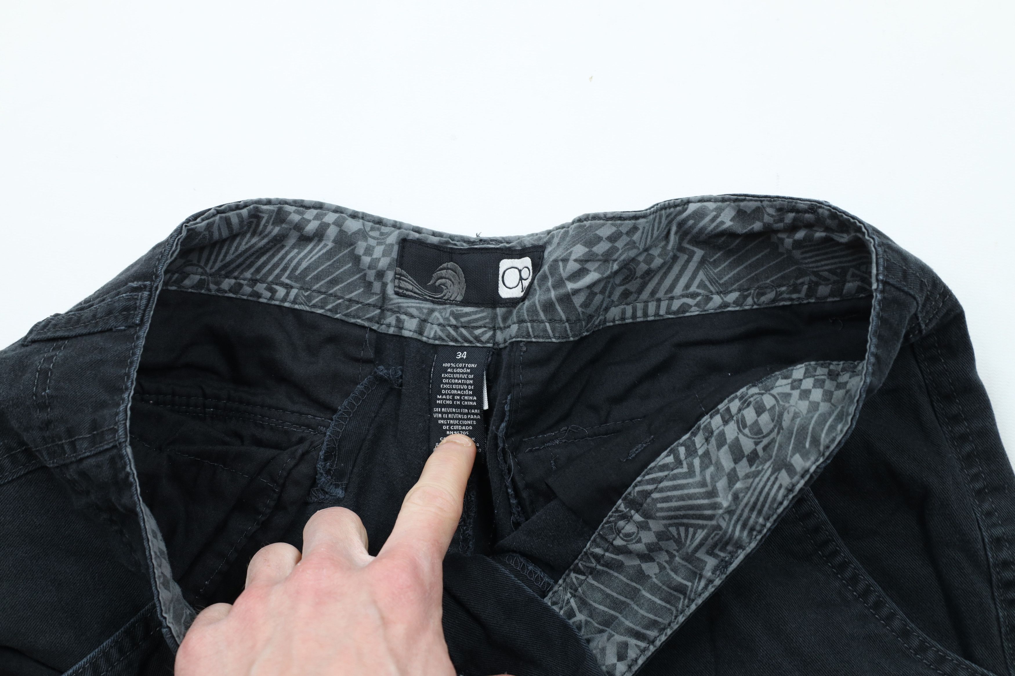 Ocean Pacific × Vintage Vintage 90s Y2K Ocean Pacific OP Cargo Shorts Black Cotton Size US 34 / EU 50 - 8 Thumbnail