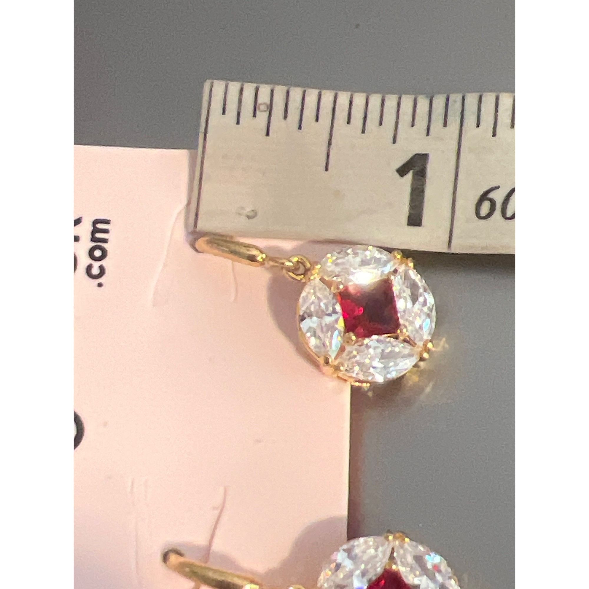 Other Gold Plated EdgeLook Ruby Red Clear Crystal Drop Earrings Ho Size ONE SIZE - 4 Thumbnail