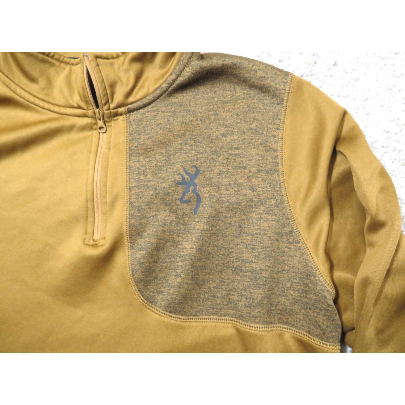 Vintage Browning 1/4 Zip Pullover Men's M Gold/Brown Casual Sportswear Shooting Clay Gun Shirt Size US M / EU 48-50 / 2 - 4 Thumbnail