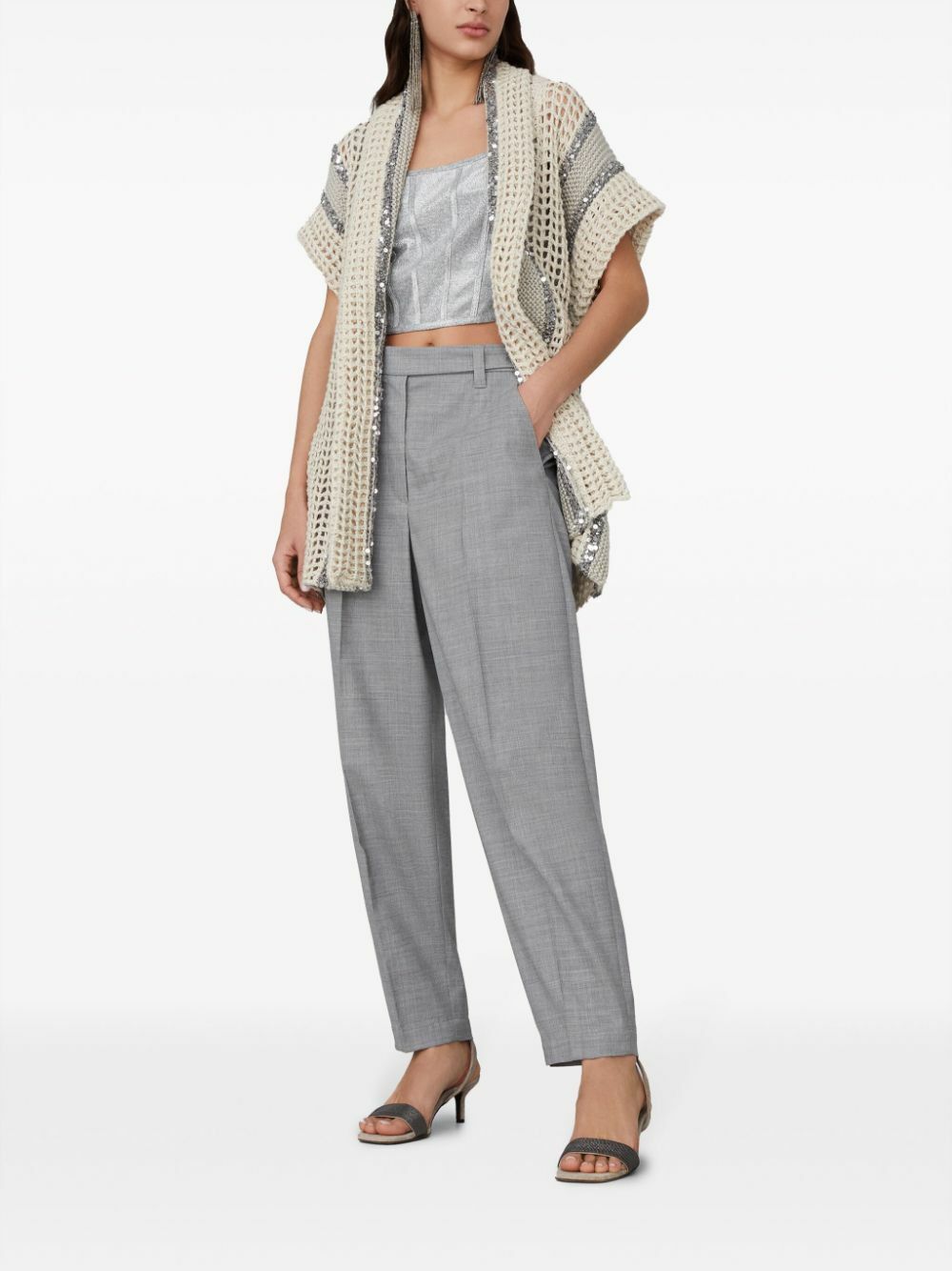Brunello Cucinelli o1w1db10825 Cardigan in Beige/Khaki Size S / US 4 / IT 40 - 4 Thumbnail