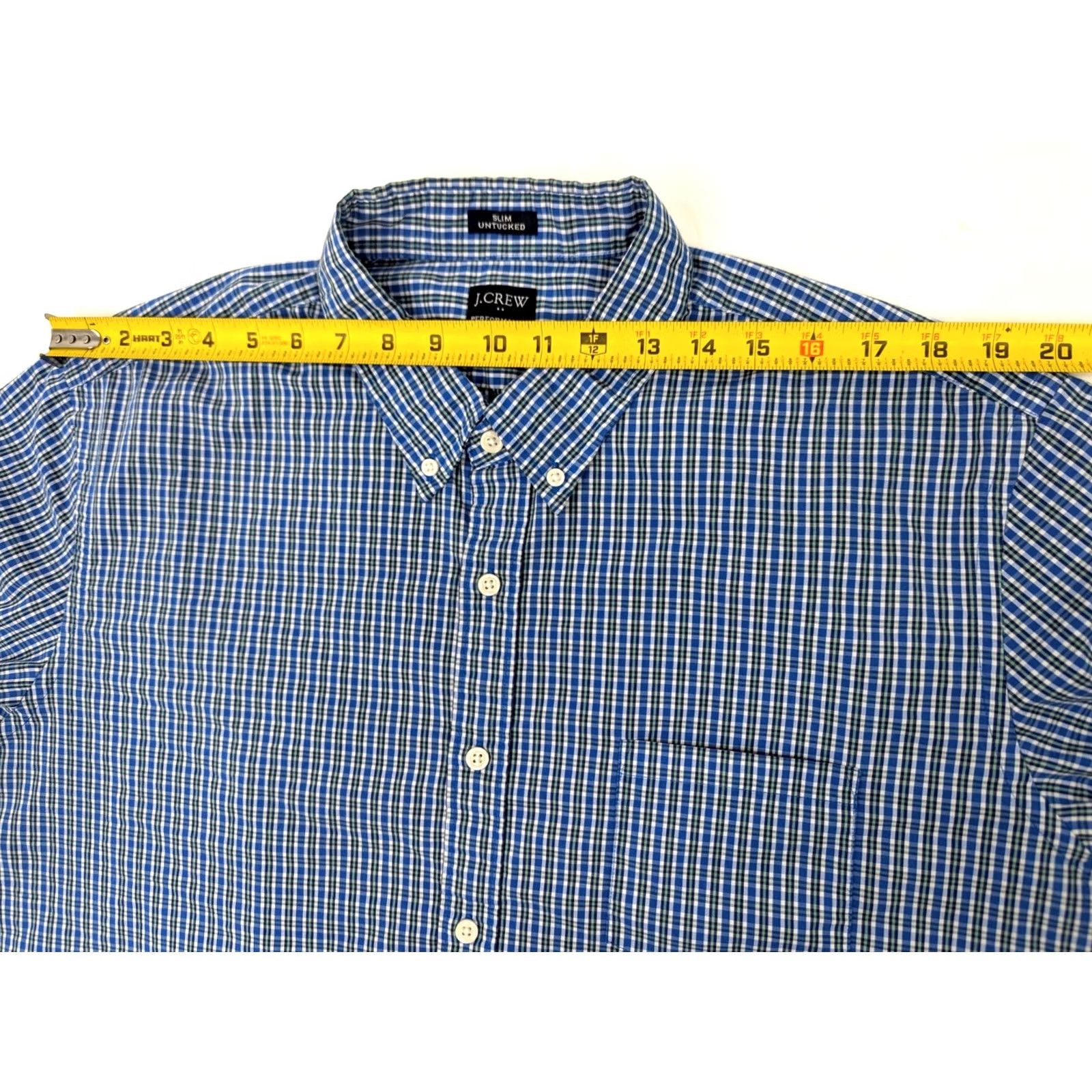 J.Crew J.CREW Slim Untucked Flex Performance Shirt Men XXL Plaid Blue Green Button Down Size US XXL / EU 58 / 5 - 7 Thumbnail