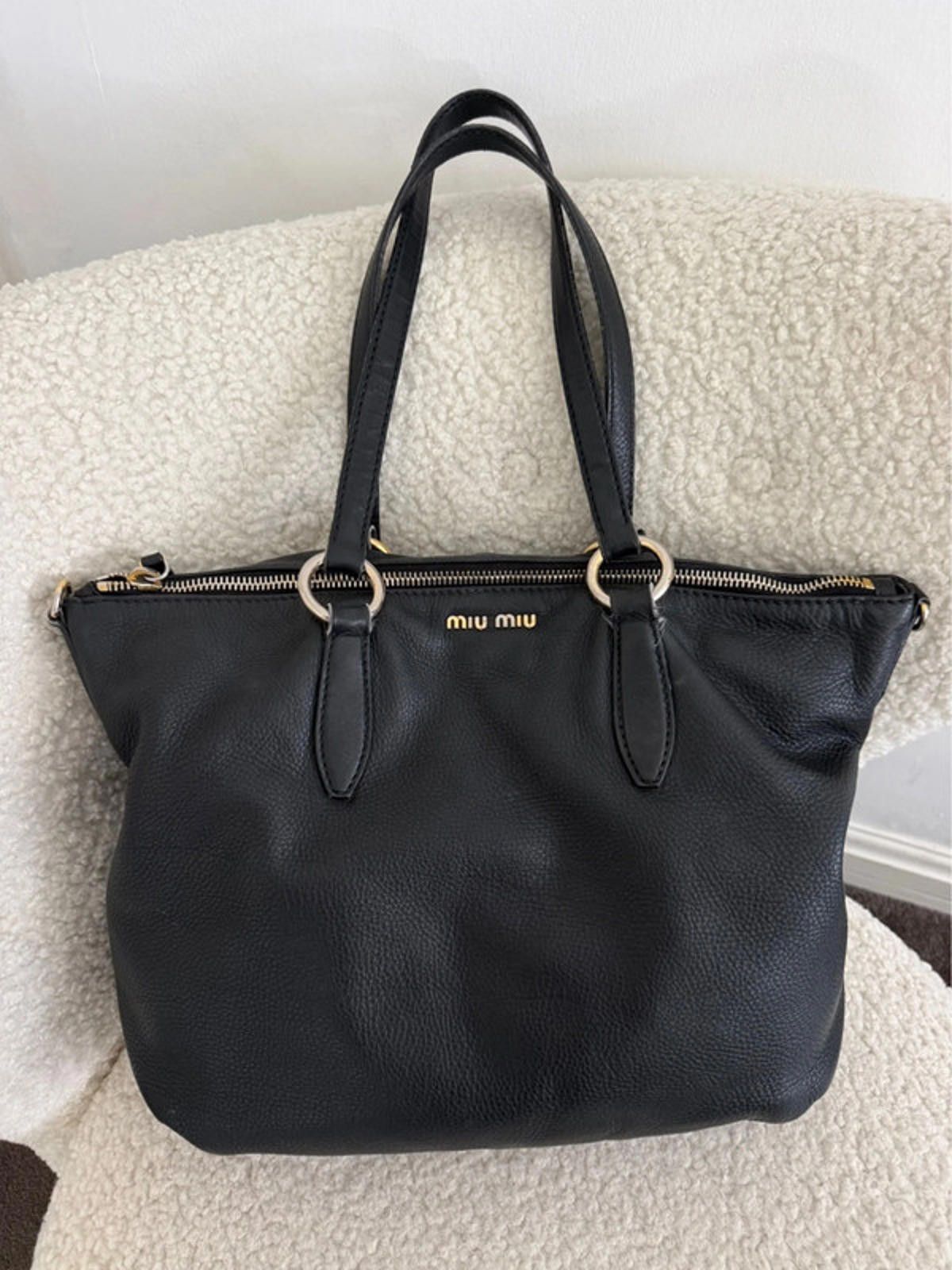 Miu Miu Miu Miu black leather tote bag Size ONE SIZE - 3 Thumbnail