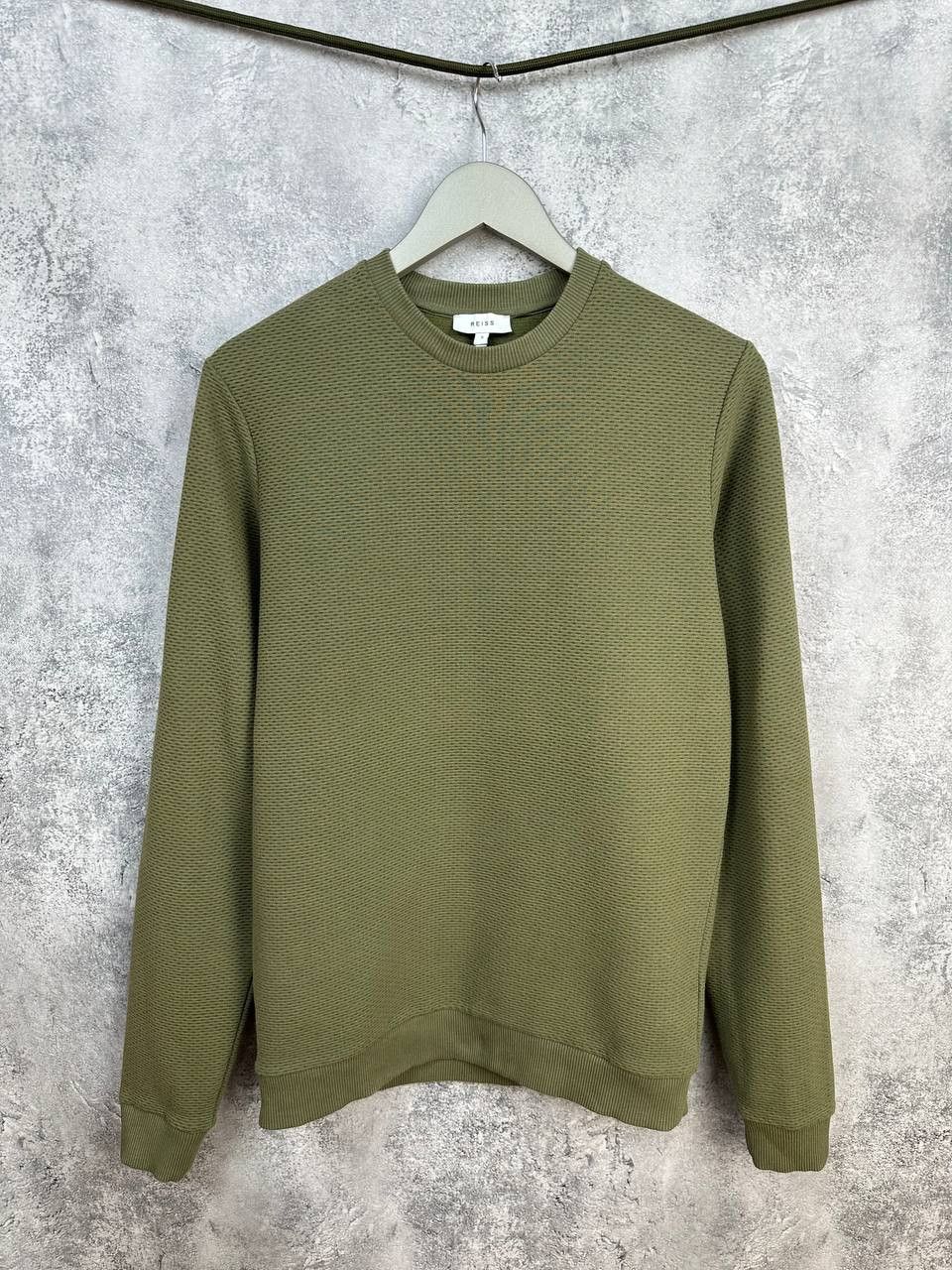 Reiss REISS Khaki Matthew Textured Cotton Blend Jumper Long Sleeve Size US S / EU 44-46 / 1 - 1 Thumbnail