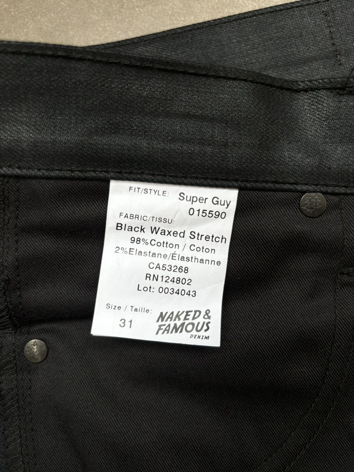 Naked & Famous Naked & Famous Denim - Black Waxed Jeans Size US 31 - 19 Thumbnail