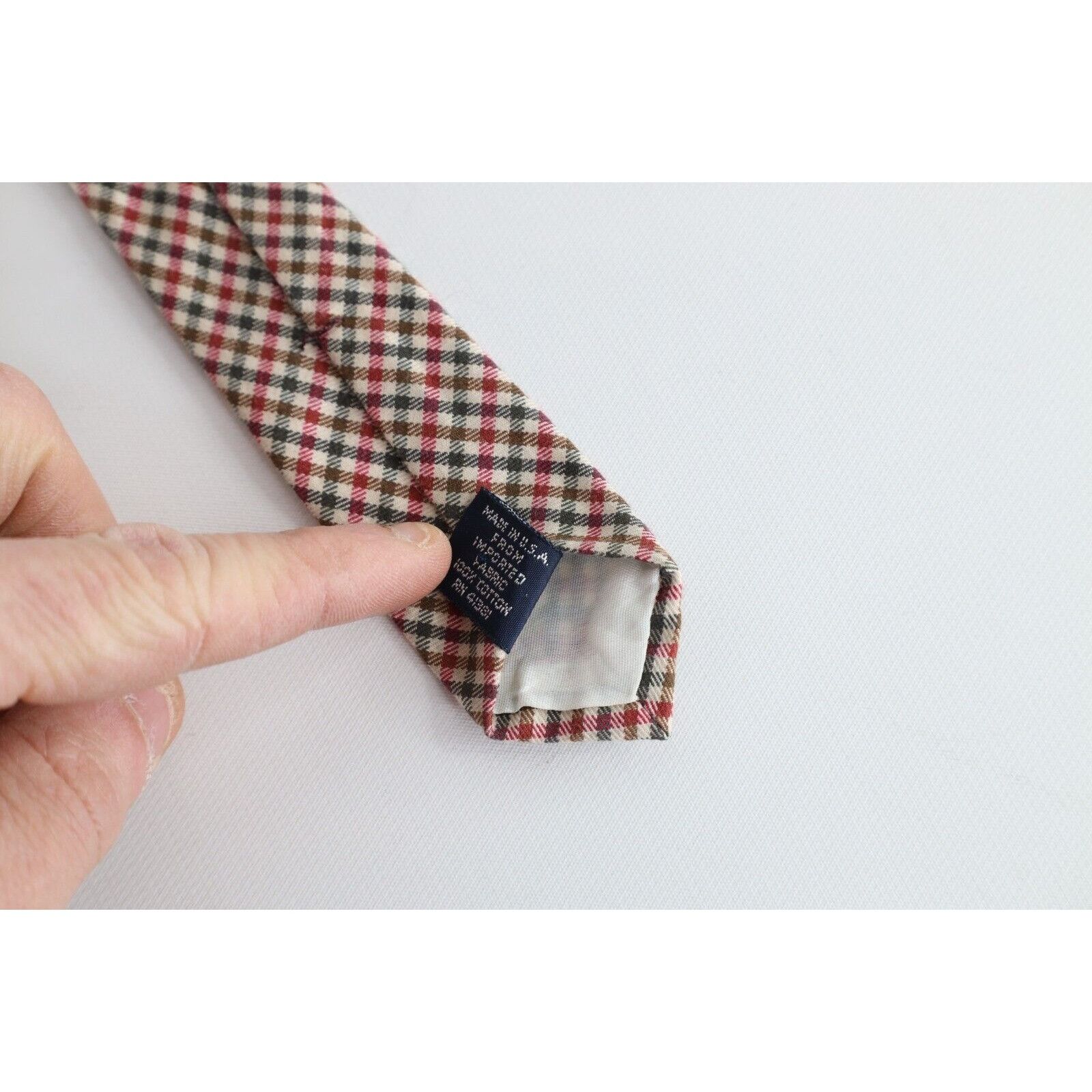 Polo Ralph Lauren × Vintage Vintage 90s Ralph Lauren Hand Made Cotton Plaid Neck Tie Size ONE SIZE - 5 Thumbnail