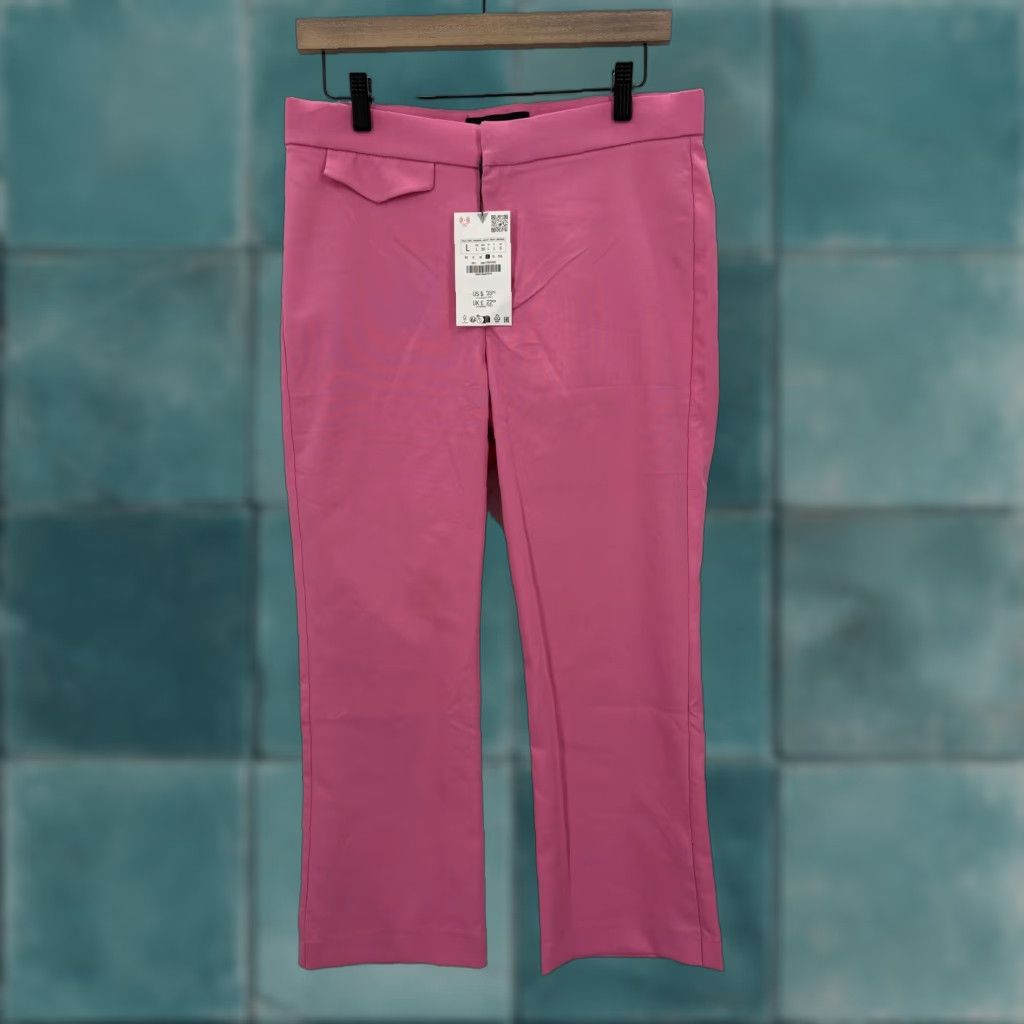 Zara Zara Pants Womens Large Pink Stretch Cotton Blend Dress Ankle Trousers Work NWT Size 36" / US 14 / IT 50 - 1 Thumbnail