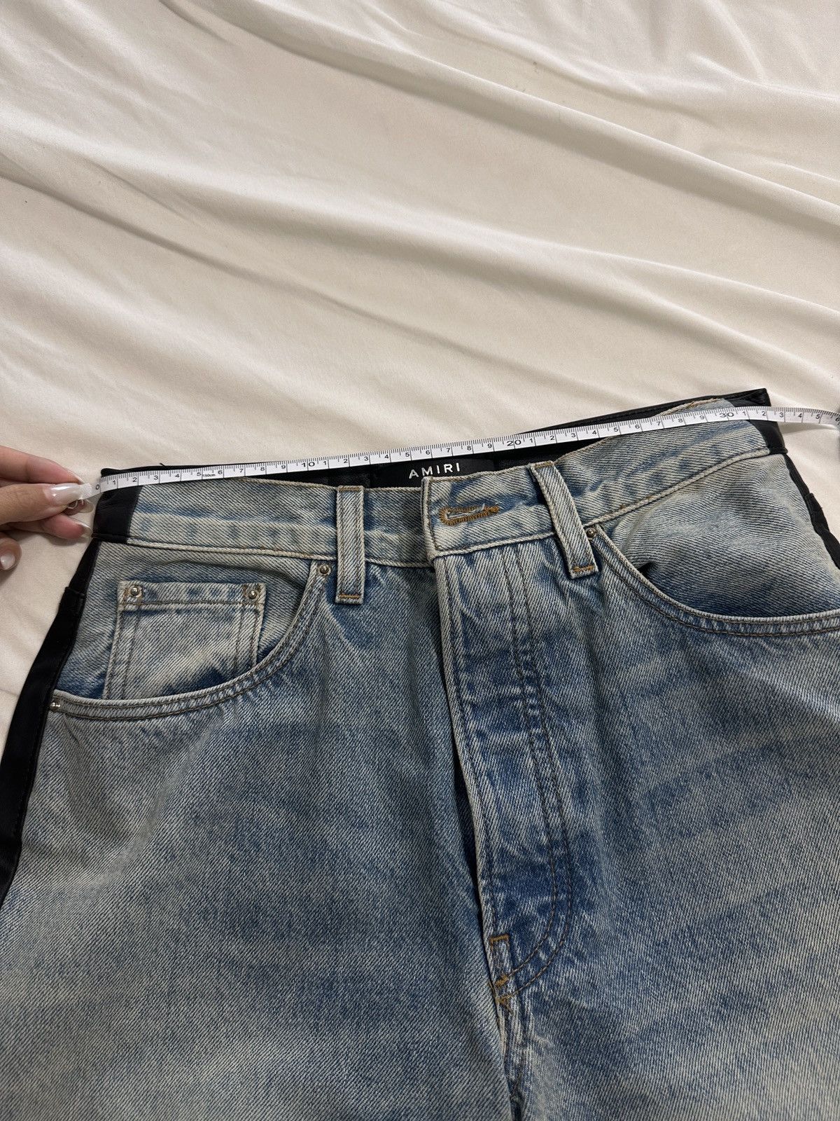 Amiri NWT AMIRI Combo/Panelled Straight-leg Leather Jeans/size 25 Size 25" / US 0 / IT 36 - 7 Thumbnail
