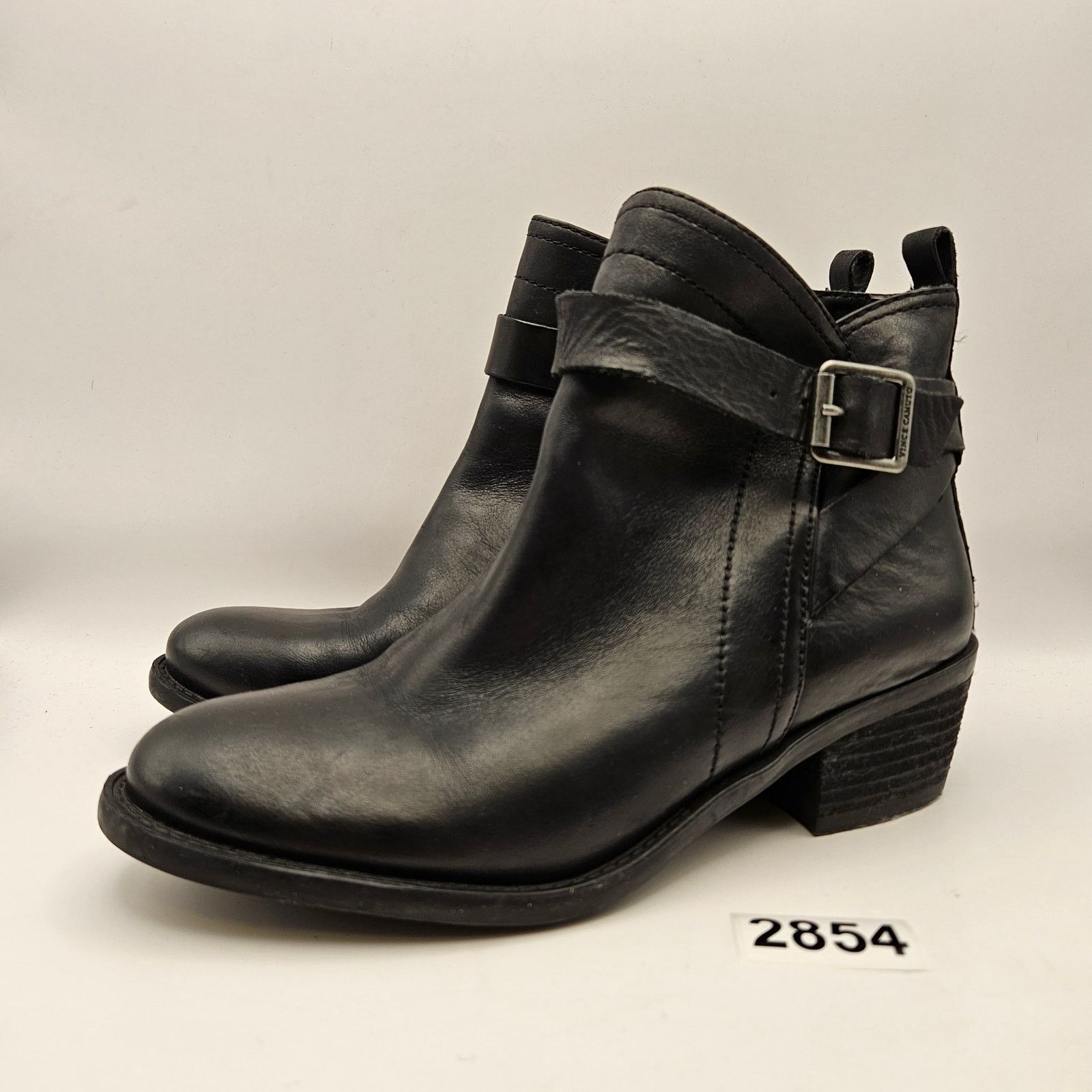 Vince Camuto VINCE CAMUTO WOMEN'S 6.5 VP BEAMER BLACK ANKLE BOOTIE LEATHR Size US 6.5 / IT 36.5 - 1 Thumbnail