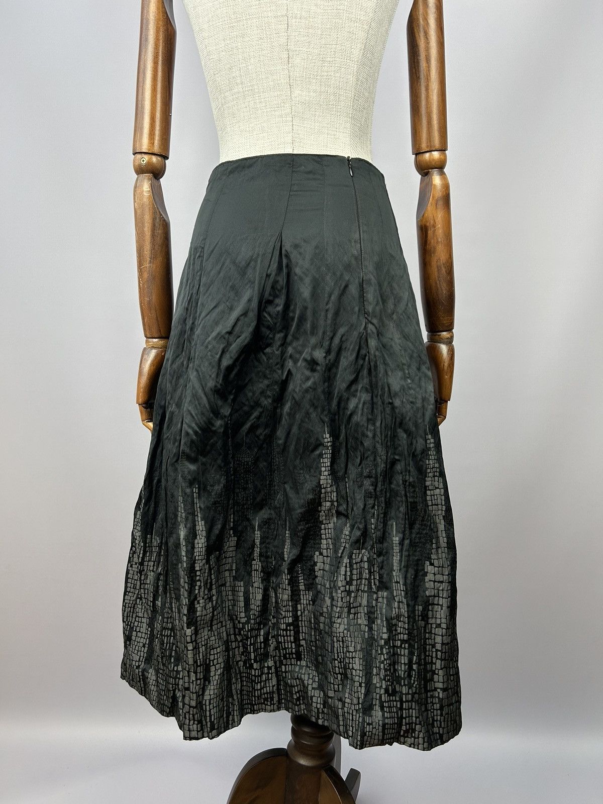 Annette Gortz × Designer Annete Gortz Black Grey City Print Pleated Skirt Size 36 Size 28" / US 6 / IT 42 - 4 Thumbnail