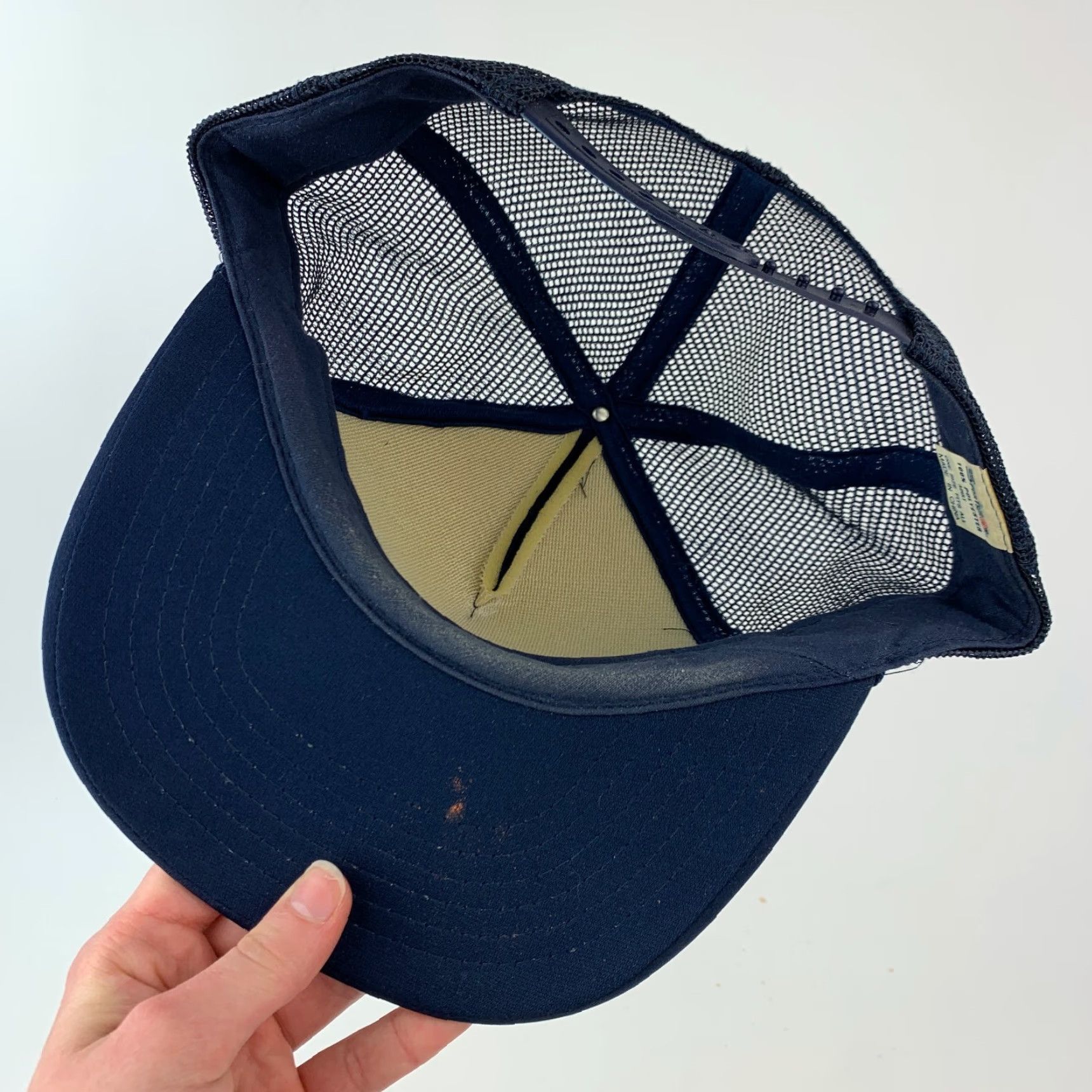 Vintage VINTAGE Sportsman Navy Blue Polyester Snapback Trucker Hat Cap Cap Men Womens Snapback Adjustable One Size Blue 2008s? Size ONE SIZE - 5 Thumbnail