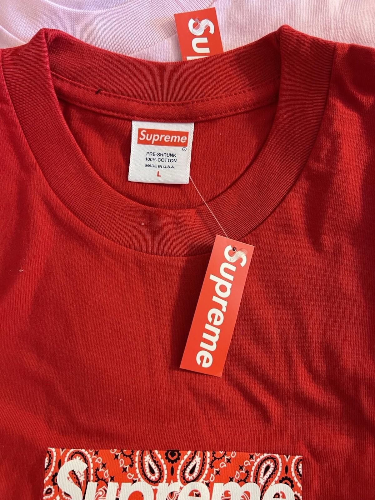 Supreme FW19 Supreme Bandana Box Logo Tee Red L 2019 Size US L / EU 52-54 / 3 - 9 Thumbnail