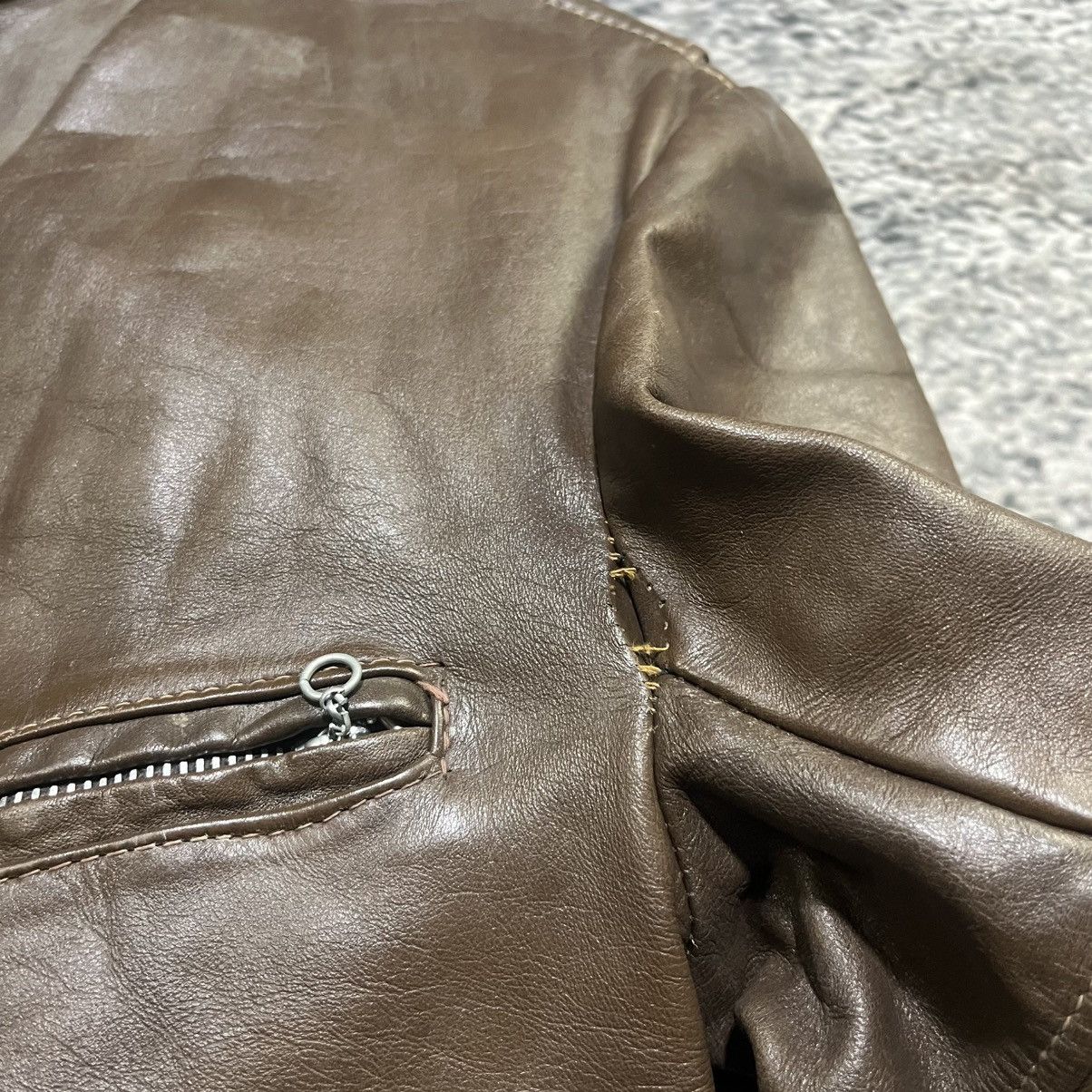 Vintage VINTAGE 1960s CYCLE RIDE MOTORCYCLE BROWN LEATHER JACKET Size US S / EU 44-46 / 1 - 5 Thumbnail