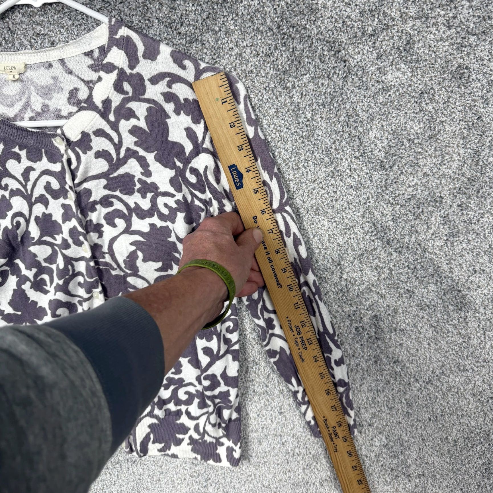 J.Crew J.Crew Cardigan Sweater Womens S White Purple Floral Damask Knit Spring Preppy Size S / US 4 / IT 40 - 3 Thumbnail