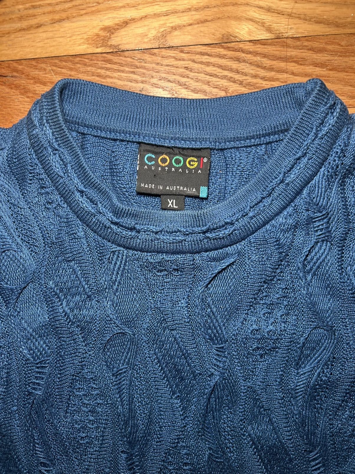 Coogi Vintage 90s Coogi Blue 3D Knit CottonSweater Mens XL Size US XL / EU 56 / 4 - 2 Thumbnail
