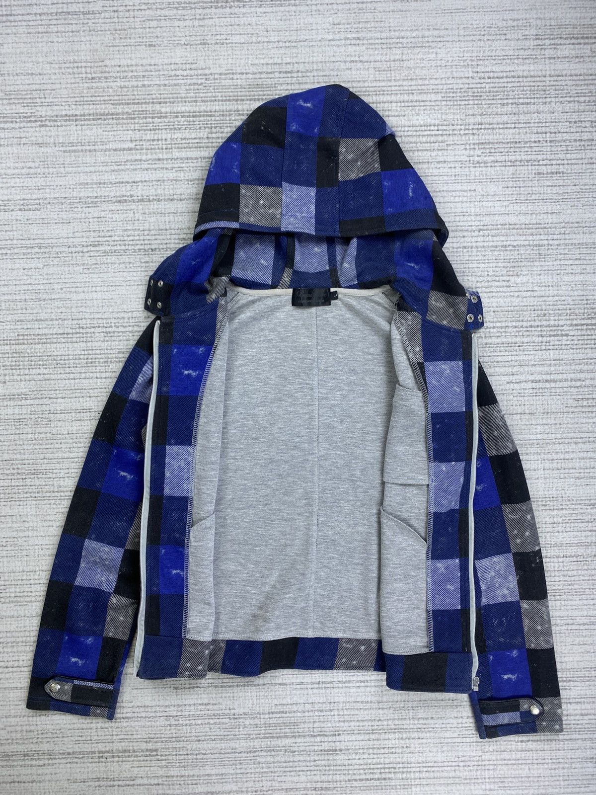 If Six Was Nine Vintage Beau Mere Blue Checked Punk Style Hoodie Zipper Size US M / EU 48-50 / 2 - 6 Thumbnail