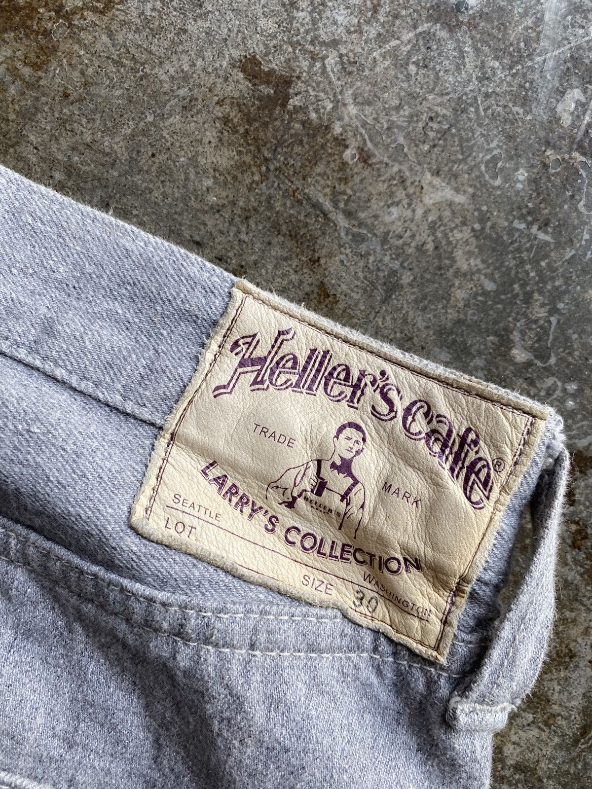 Heller's Cafe × Warehouse Heller’ Cafe Larry’s Collection Grey Selvedge Denim Pants Size US 30 / EU 46 - 3 Thumbnail