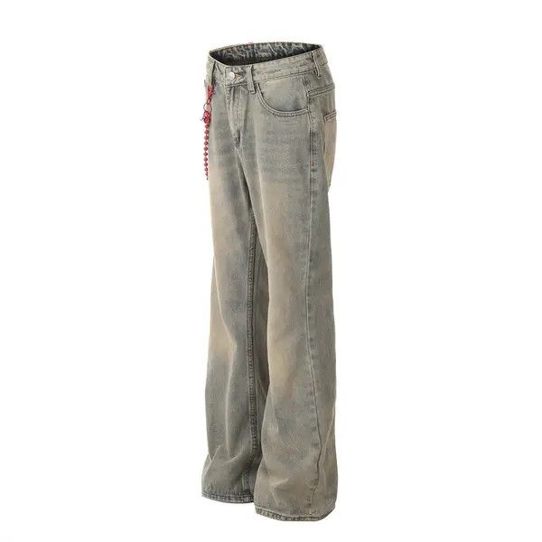 Japanese Brand VIBE Side chain washed distressed loose straight jeans Size US 32 / EU 48 - 2 Thumbnail