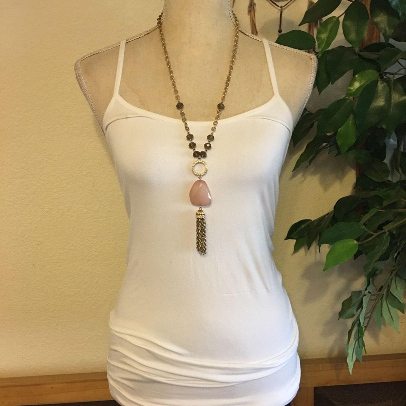 Vintage Vintage faceted stone chain tassel long necklace Size ONE SIZE - 3 Thumbnail