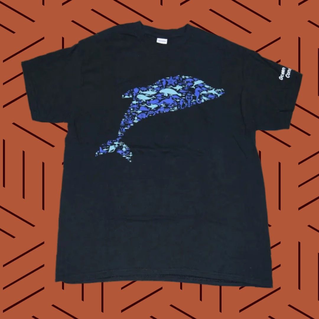 Gildan GILDAN Dolphin T-Shirt Mens Large Green Crew Neck Short Sleeve Marine Beach Size US L / EU 52-54 / 3 - 1 Thumbnail