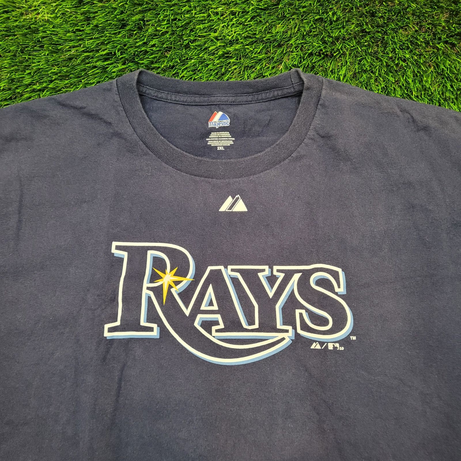 Majestic Majestic Tampa Bay Rays Script Logo T-Shirt XXL MLB Faded Size US XXL / EU 58 / 5 - 2 Thumbnail