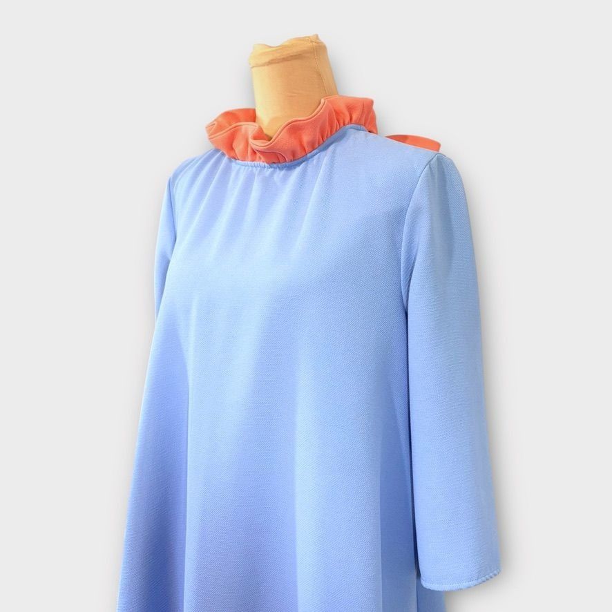 Other Tuckernuck Dress M Blue Pink Ruffle Collar Swing Bow Size M / US 6-8 / IT 42-44 - 9 Thumbnail
