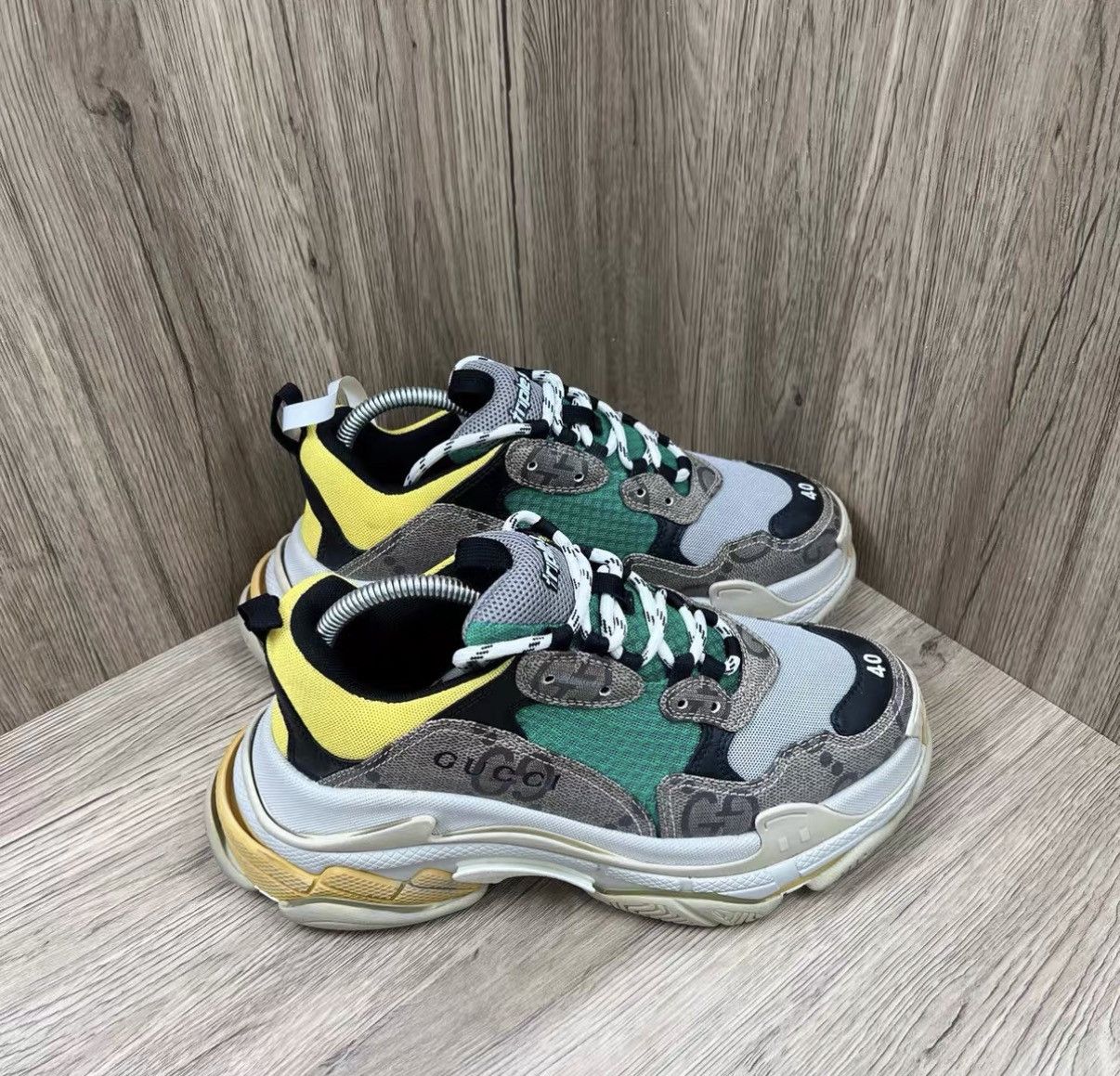 Balenciaga Balenciaga x Gucci Triple S Brown & Green Dad Sneakers J41 Size US 7 / EU 40 - 3 Thumbnail