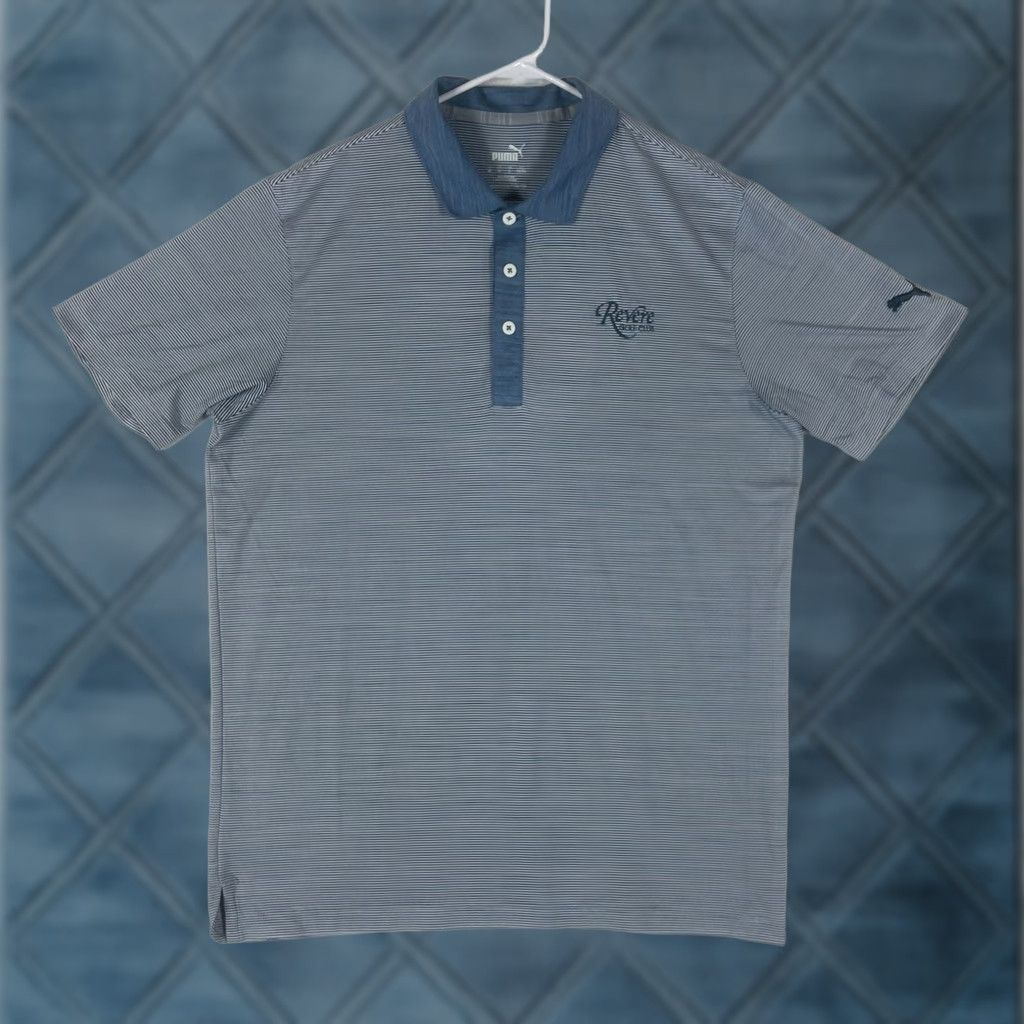 Puma PUMA Polo Shirt Mens M Blue Striped Short Sleeve Golf Dry Cell PWRCOOL Comfortable Casual Shirt Size US M / EU 48-50 / 2 - 1 Thumbnail