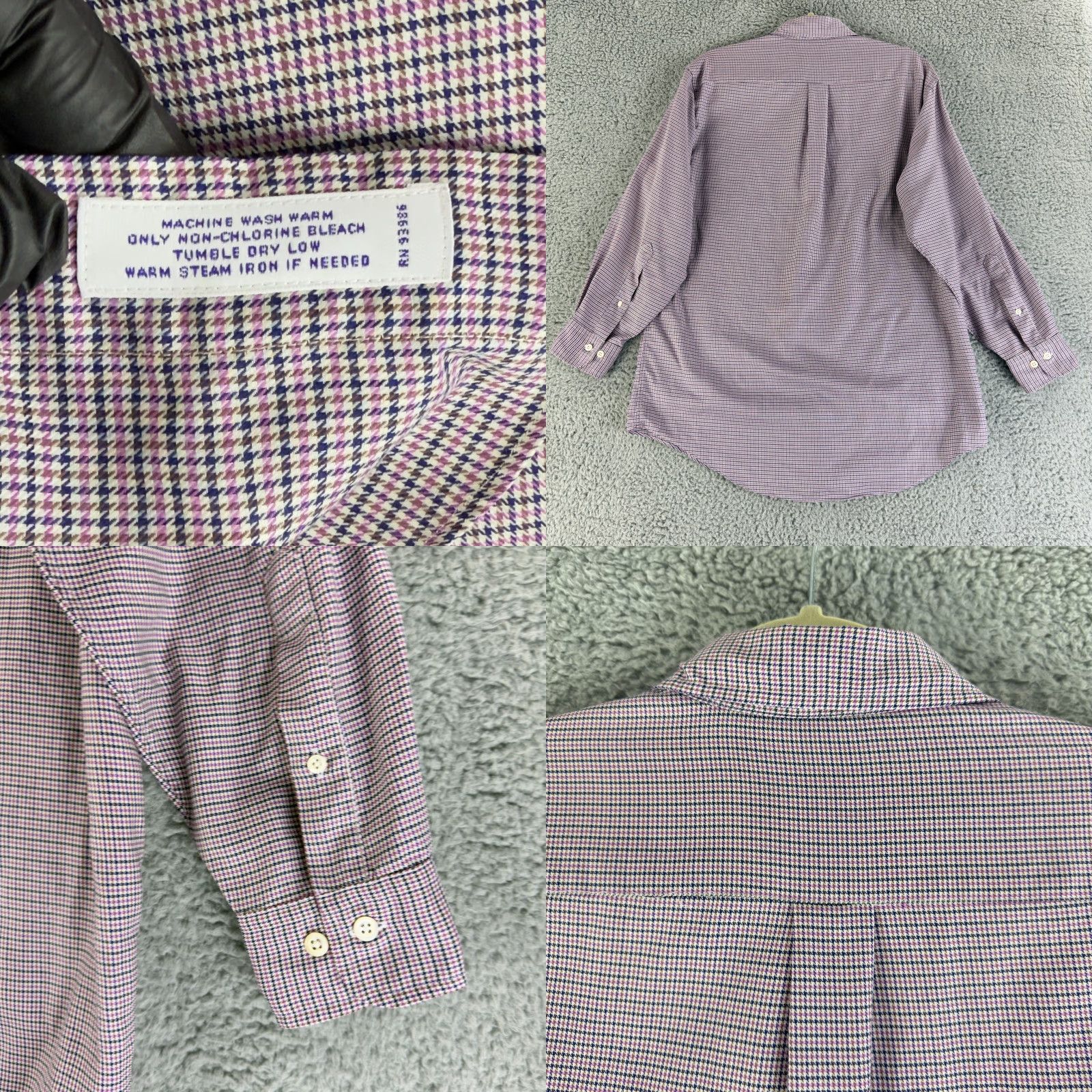 Brooks Brothers Brooks Brothers Button-Down Shirt Mens Medium Purple Houndstooth Long Sleeve Size US M / EU 48-50 / 2 - 8 Thumbnail