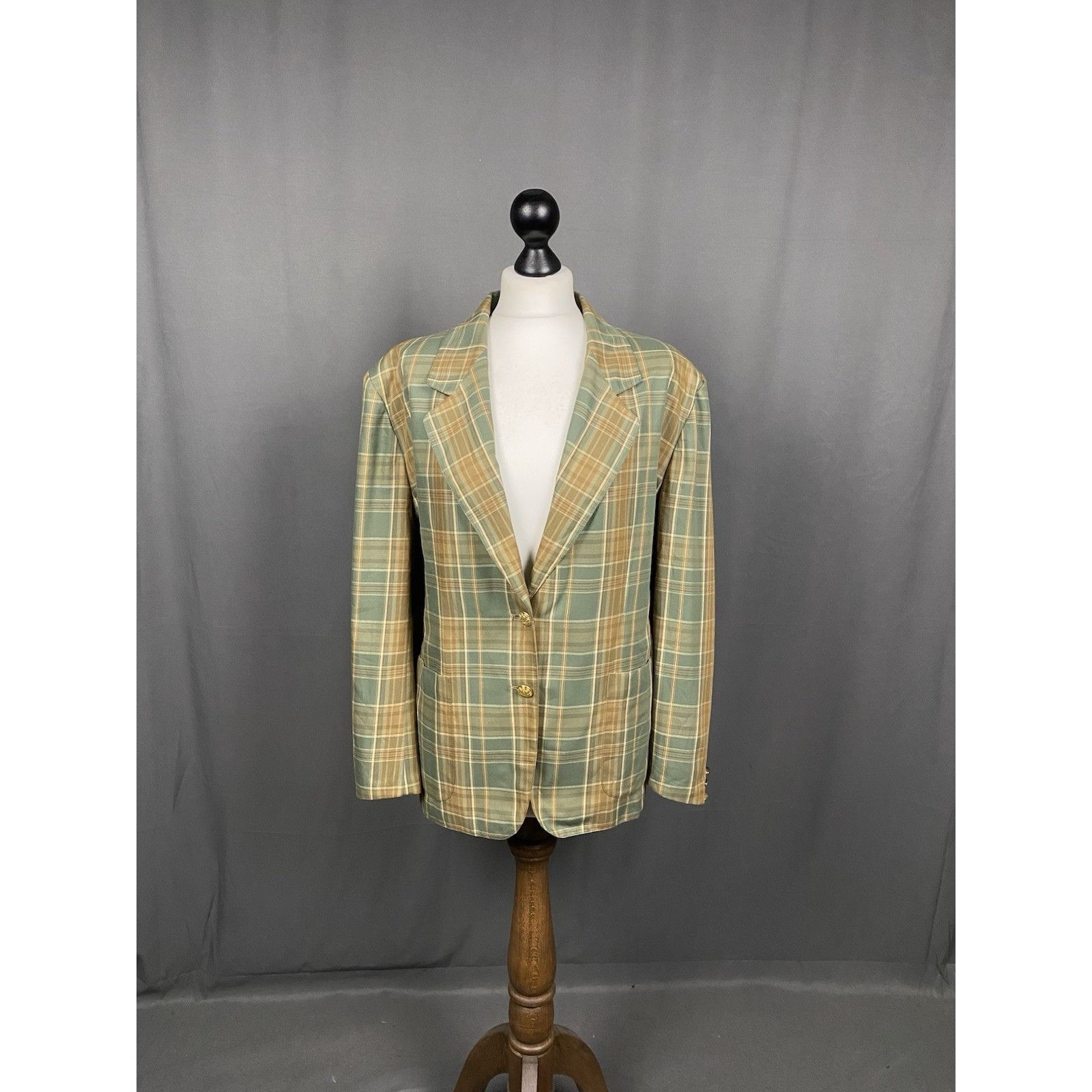 Burberry Burberry Vintage Old Money Women's Green Checked Blazer Jack Size L / US 10 / IT 46 - 3 Thumbnail