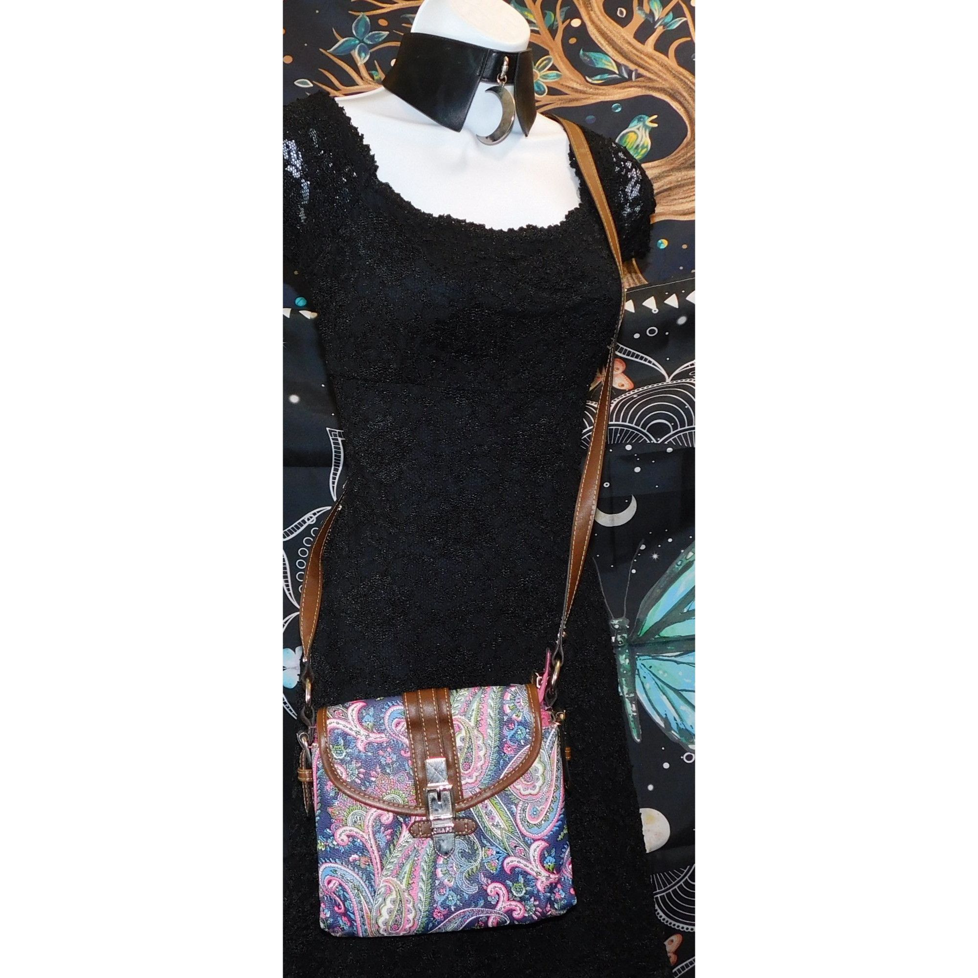 Chaps Chaps Rainbow Paisley Crossbody Bag With Brown Accents Size ONE SIZE - 6 Thumbnail