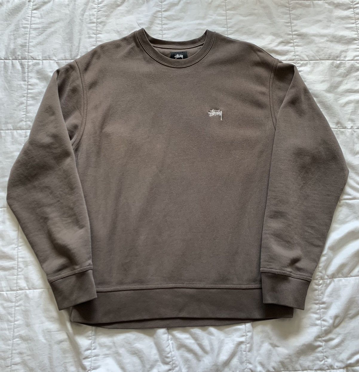 Image of Stussy Taupe Stüssy Stock Logo Crew in Brown, Men's (Size XL)