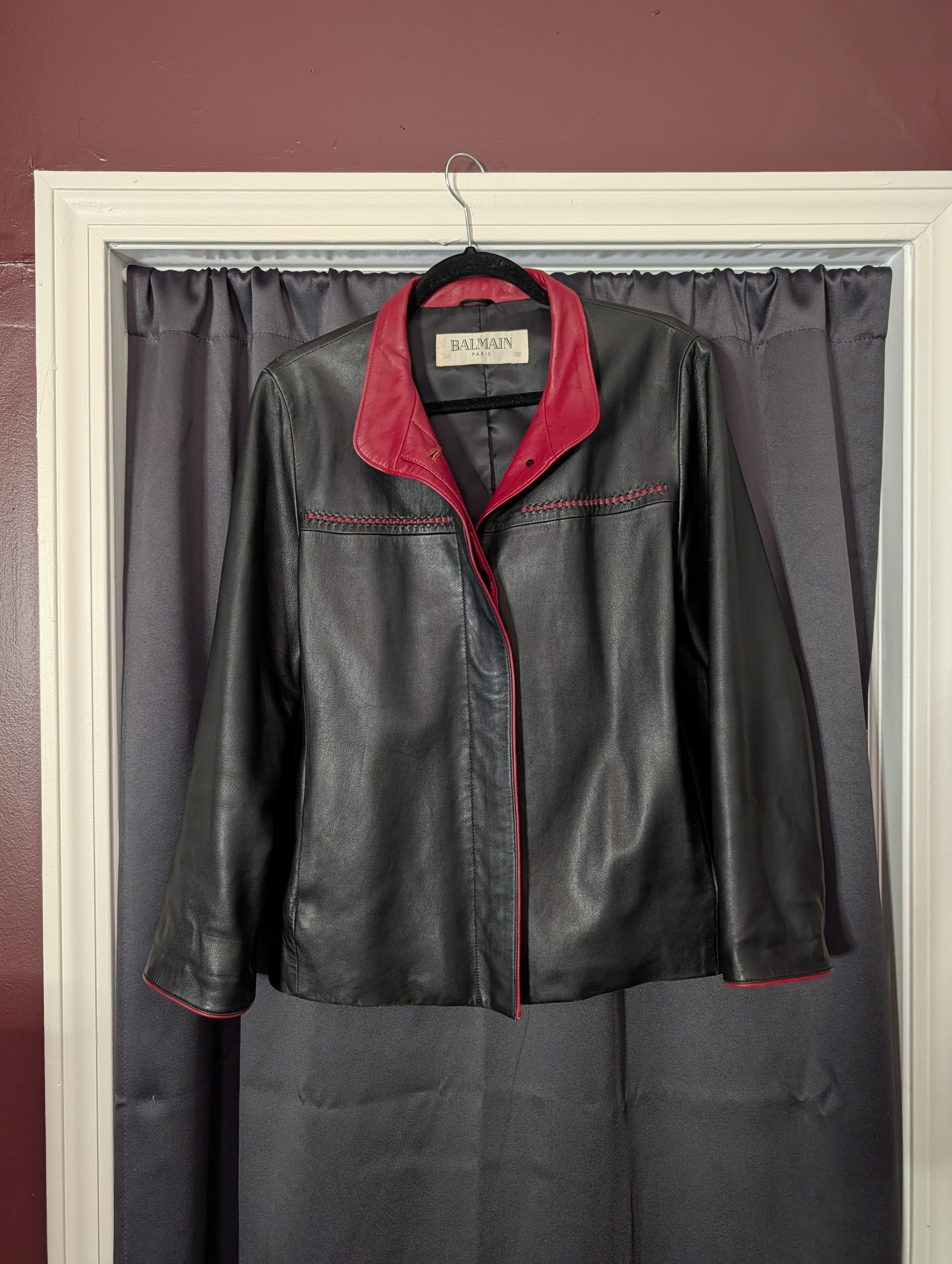 Balmain RARE Xavier De Rosnay SS11 Balmain Red Leather Teddy