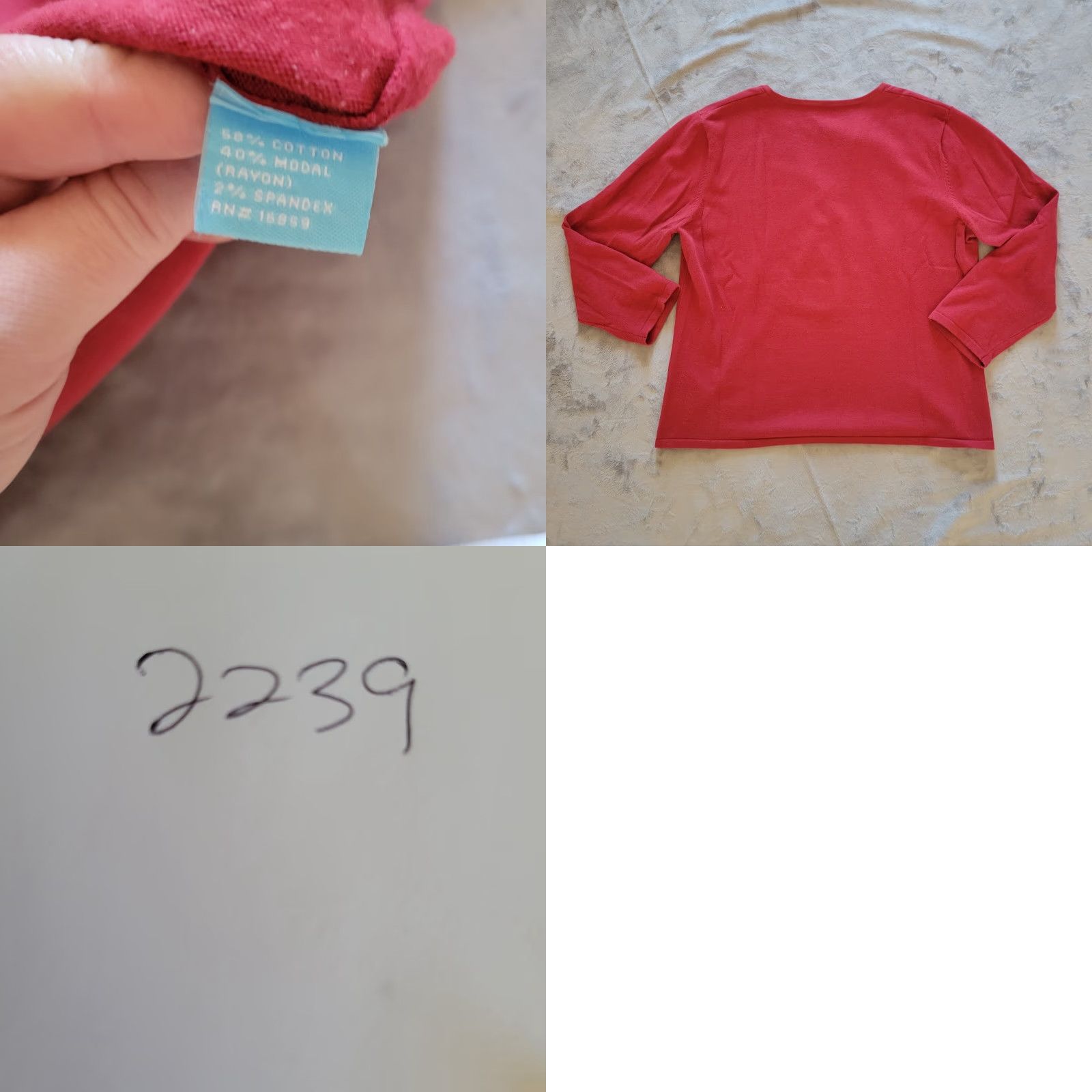 J.McLaughlin J. McLaughlin Sweater Top Women L Red V-Neck 3/4 Sleeve Button Classic Basic Size L / US 10 / IT 46 - 8 Thumbnail
