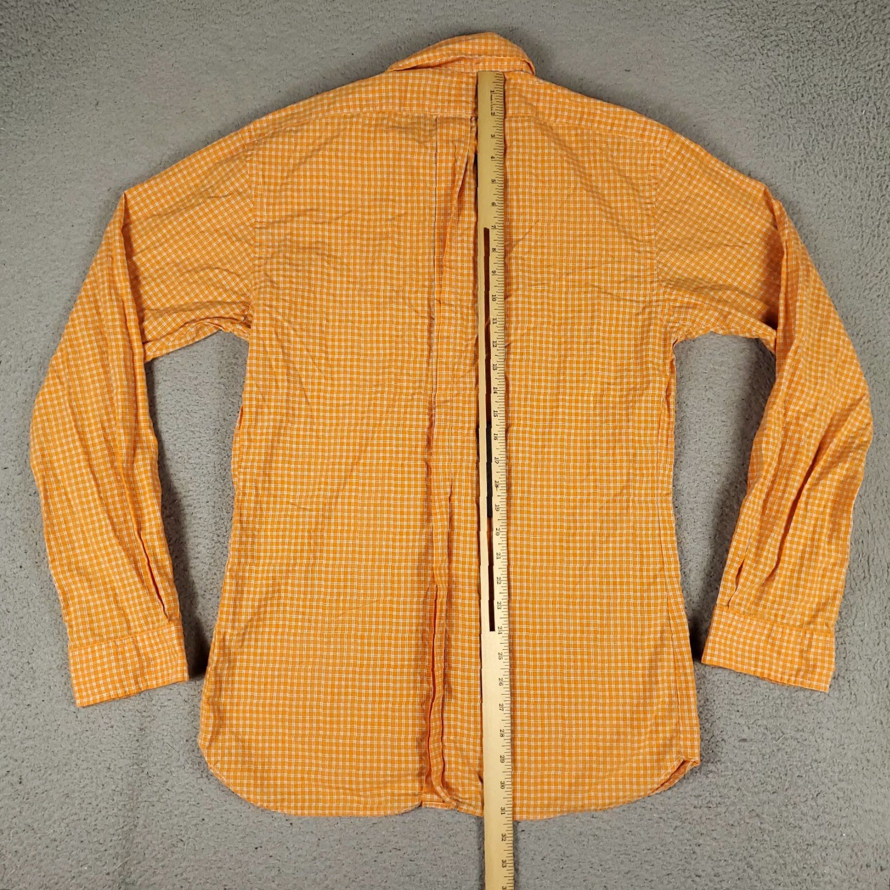 Ralph Lauren Ralph Lauren Dress Shirt Mens 17 Orange Plaid Extra Slim Fit Button-Down Long Sleeve Classic Modern Size 46R - 3 Thumbnail