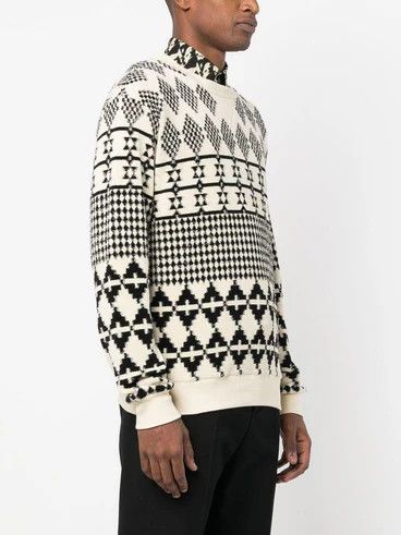 Saint Laurent Paris o1bcso1str0125 Sweatshirt Jacquard Jersey in Natural/Black Size US L / EU 52-54 / 3 - 4 Thumbnail