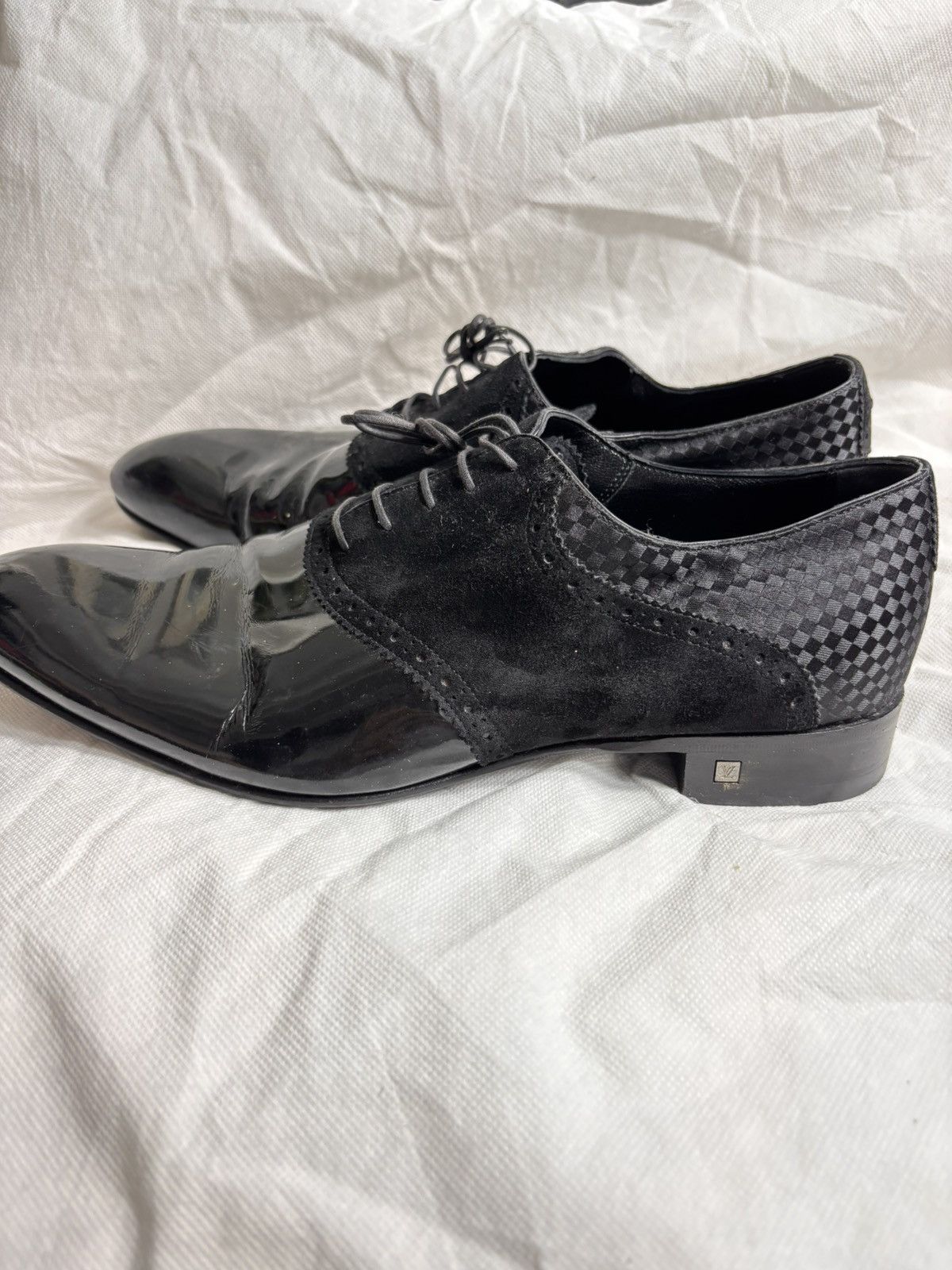 Louis Vuitton Louis Vuitton Damier Satin Patent & Suede Mens Shoes Size US 8 / EU 41 - 3 Thumbnail