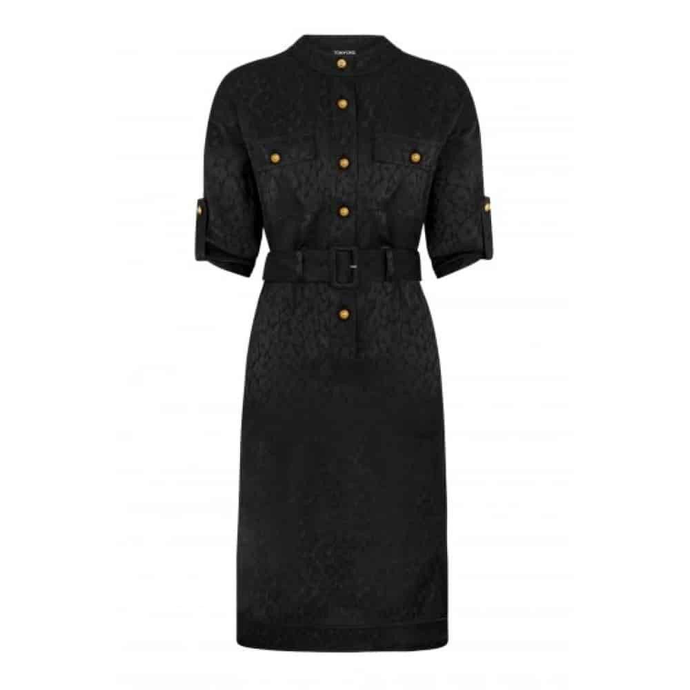 Tom Ford o1loc1c1225 AB3496 Viscose Midi Dress in Black Size M / US 6-8 / IT 42-44 - 1 Thumbnail
